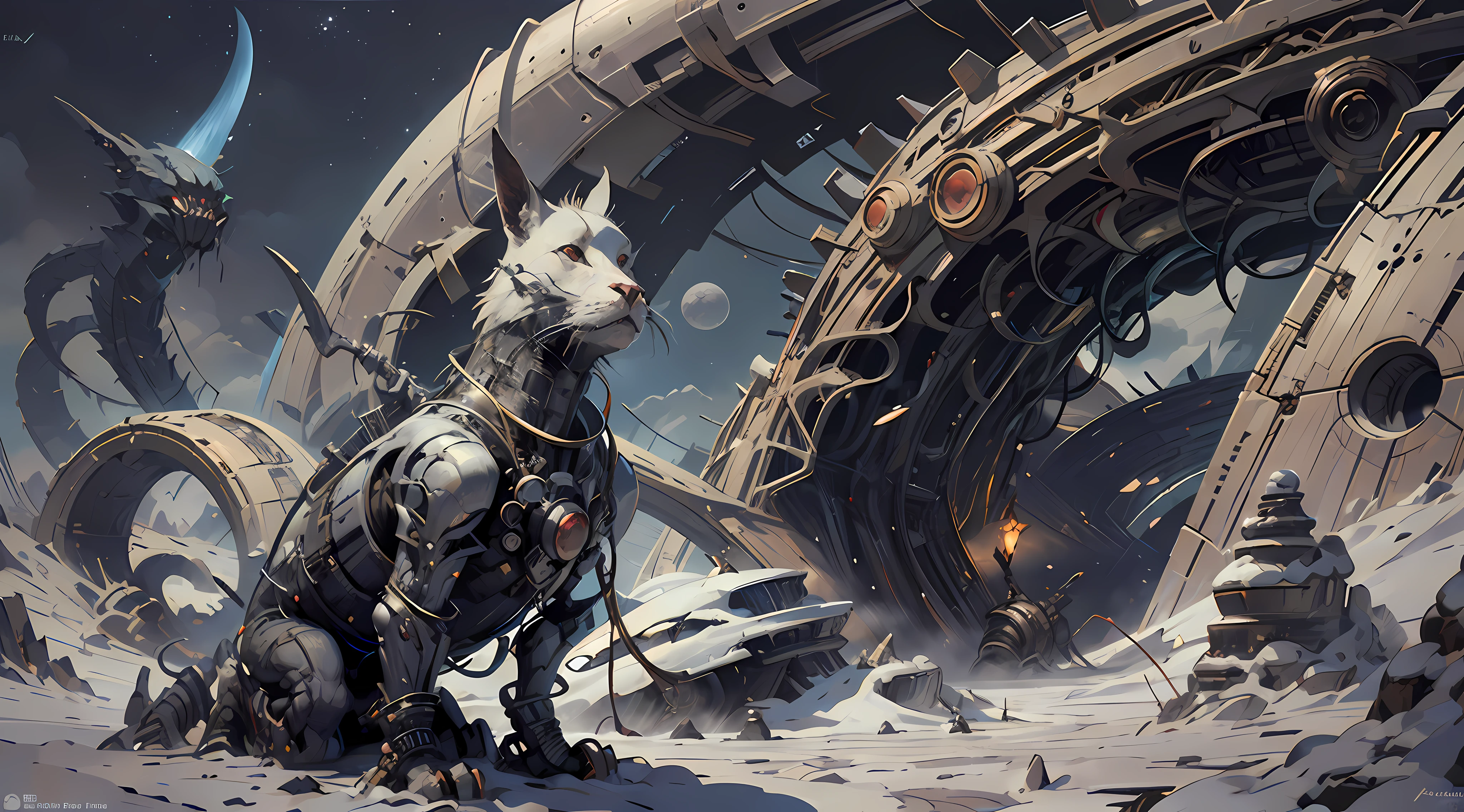 Arte anime de una estatua rodeada de espacio y planetas, epic fantasy sci fi illustration, epic scifi fantasy art, Mohrapbacher, detailed sci-fi art, Estilo Peter Mohrapher, Arte conceptual digital de alta calidad, sci-fi fantasy art, dark sci-fi art, mystical sci-fi concept art, beautiful sci fi art, Peter Mohrapbacher Artstyle