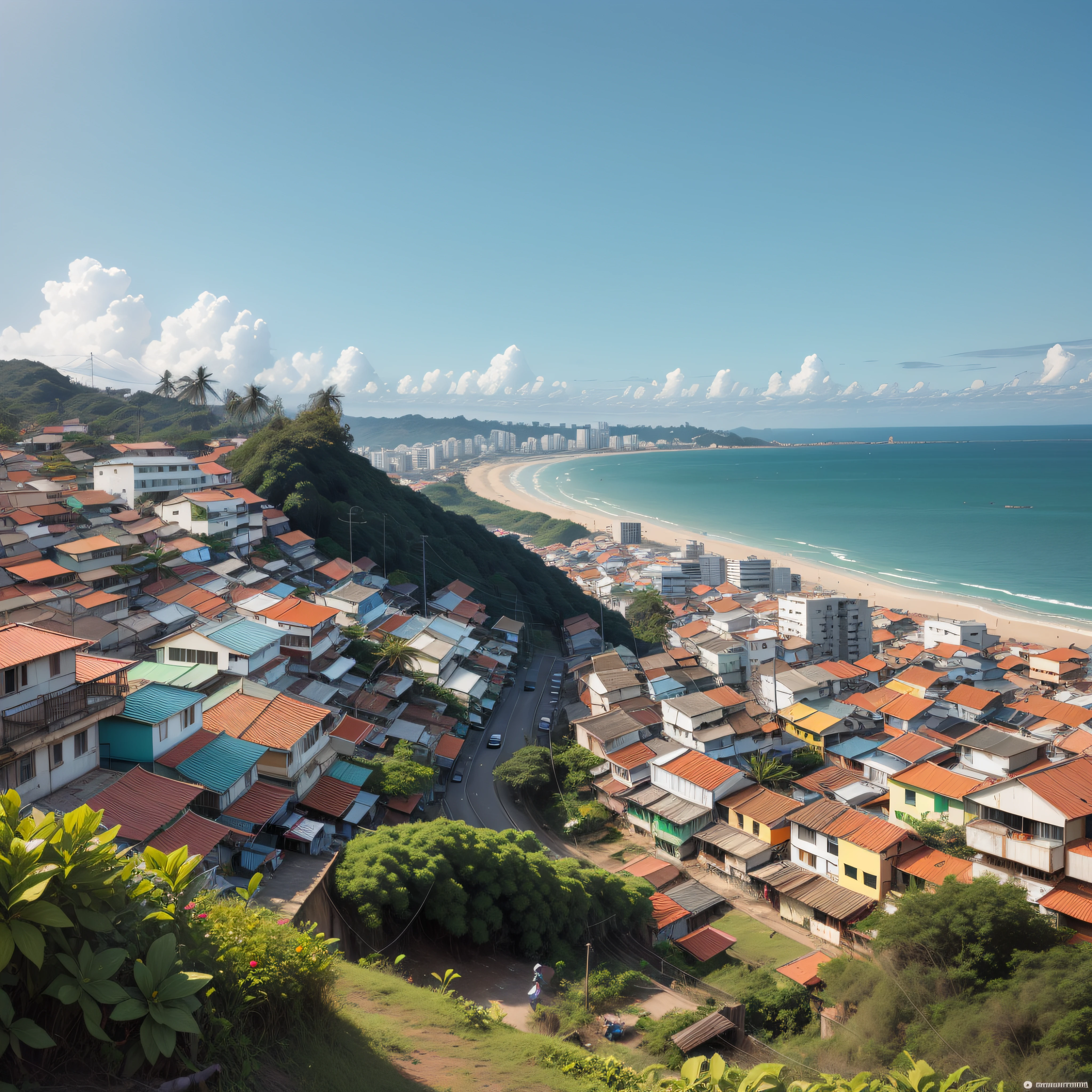 Uma favela em Salvador/Bahia bem ensolarada.