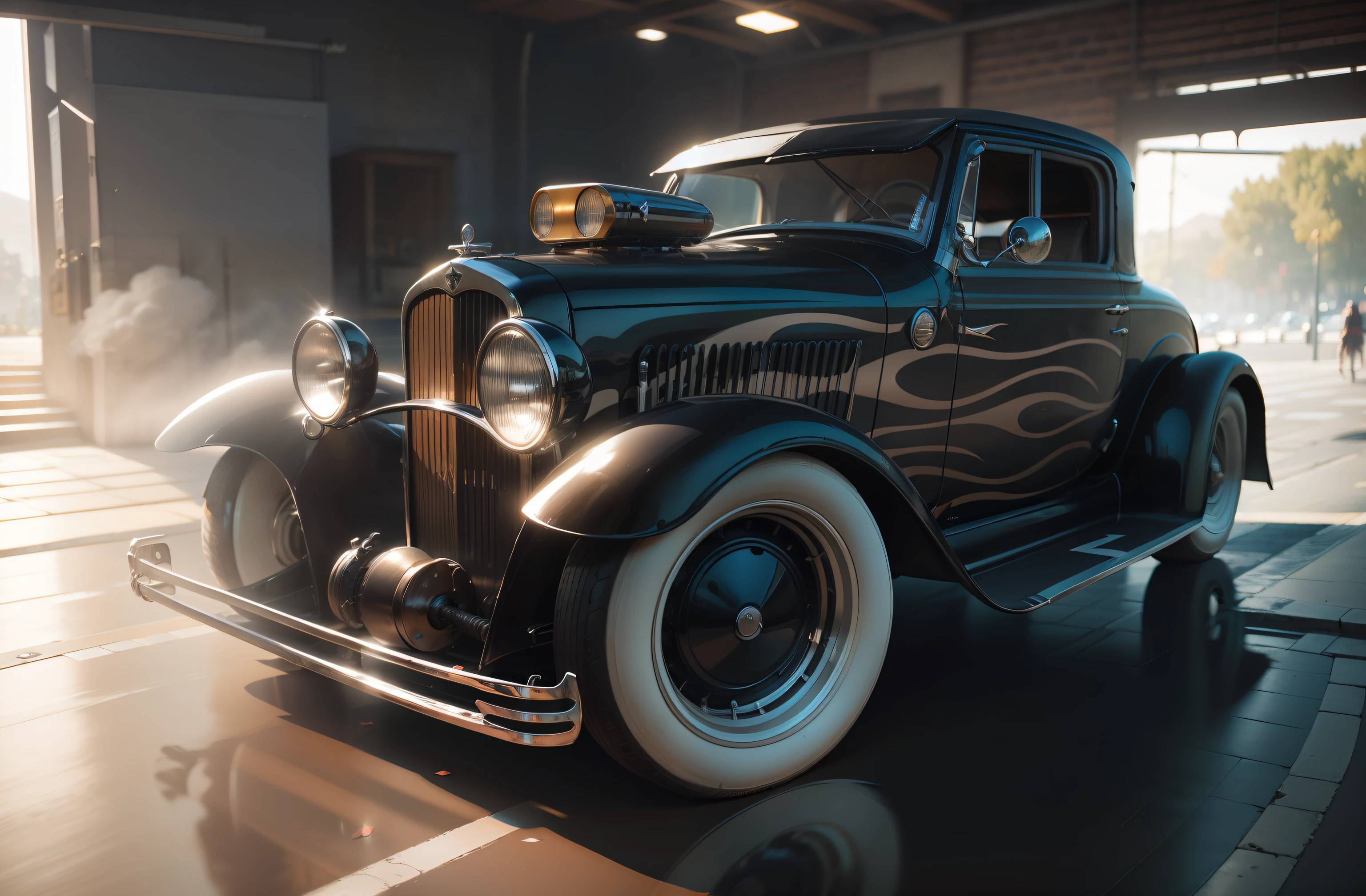 Necessidade de velocidade, Antigo temporizador 1920, correndo pela rua molhada, quase, hiper realista, desfoque de movimento, blurry background, altamente detalhado, divine proportion, (((Enquadrado))), perfect composition, perfect lighting, Octane render, 8k, artistic photography, trending on ArtStation, Crisp Focus, Studio photo, detalhes intrincados, altamente detalhado, Direction: Greg Rutkowski --auto