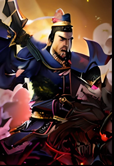 a close up of a man on a horse with a sword, inspired by Zhu Derun, bian lian, Guan yu, inspired by Zhao Zuo, heise jinyao, Inspired by Huang Shen, inspired by Li Kan, inspired by Zhang Wo, G Liulian art style, inspired by Huang Ding, inspired by Wu Bin, masamune