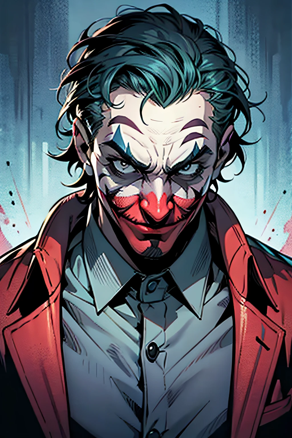 2D illustration of joker dc comics, (fundo escuro) Preto e branco