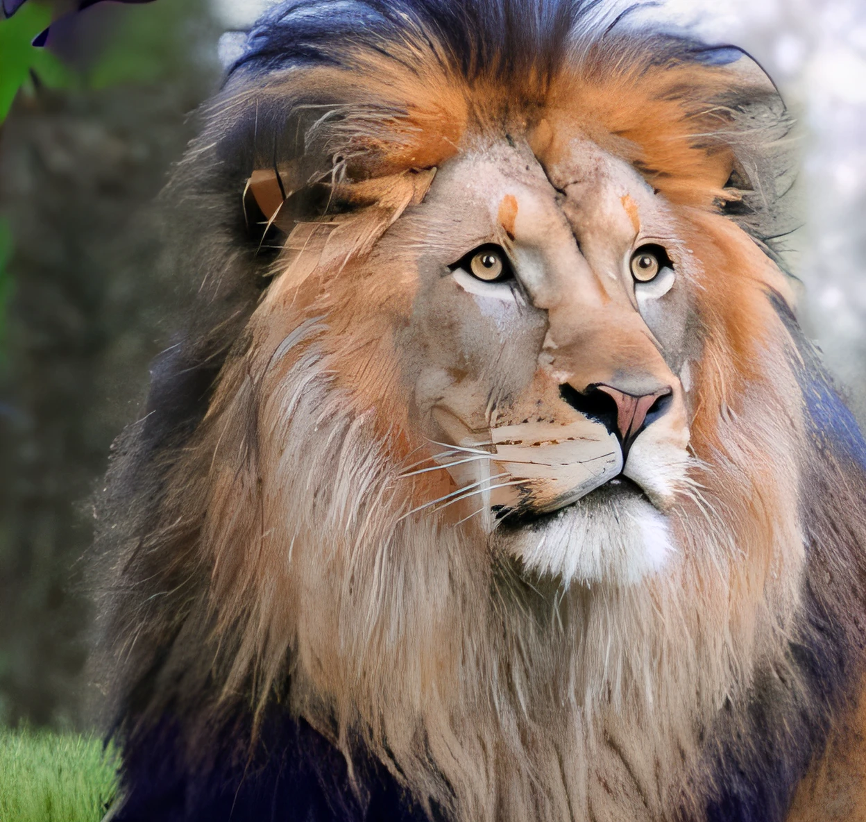 there is a lion that is standing in the grass, aslan the lion, the mane of a lion, with the mane of a lion, face of an lion, lion's mane, mirada orgullosa, Rey de la Selva, Aspecto orgulloso, portrait of a lion, feroz - mirando, half lion, Un tipo masculino afgano, lion, majestuoso!!! hermoso!!!, lion head
