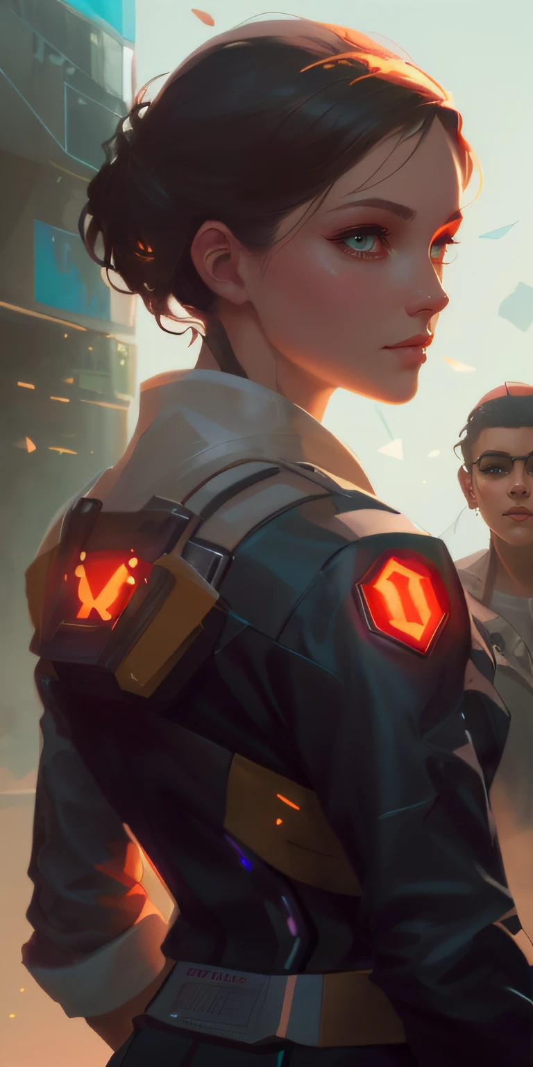 a close up of a person standing in front of a building, wojtek fus, alena aenami and android jones, artgerm and atey ghailan, digital cyberpunk anime art, cyberpunk art style, krenz cushart and asher duran, lois van baarle and rossdraws, greg rutkowski and krenzcushart, cyberpunk themed art, defined eyes