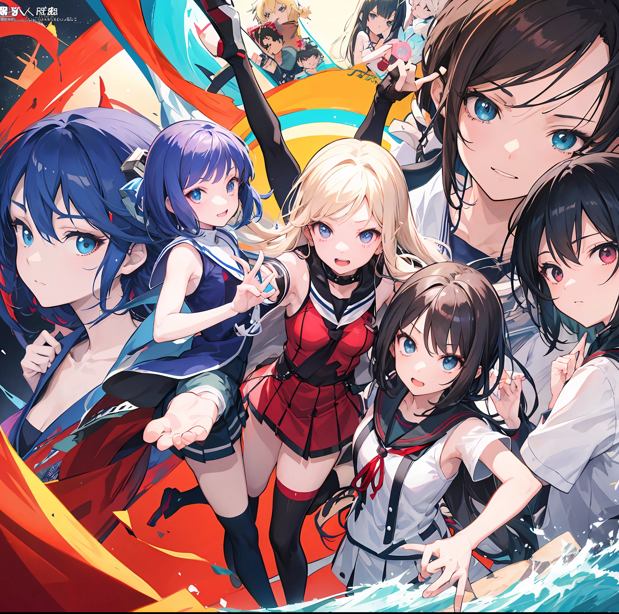 arafed picture of a group of anime characters posing for a picture, kantai collection style, anime style. 8k, 2 d anime style, anime style 4 k, anime moe artstyle, ufotable art style, [ digital art ]!!, anime! 4k, anime! 4 k, anime styled 3d, official artwork hdr