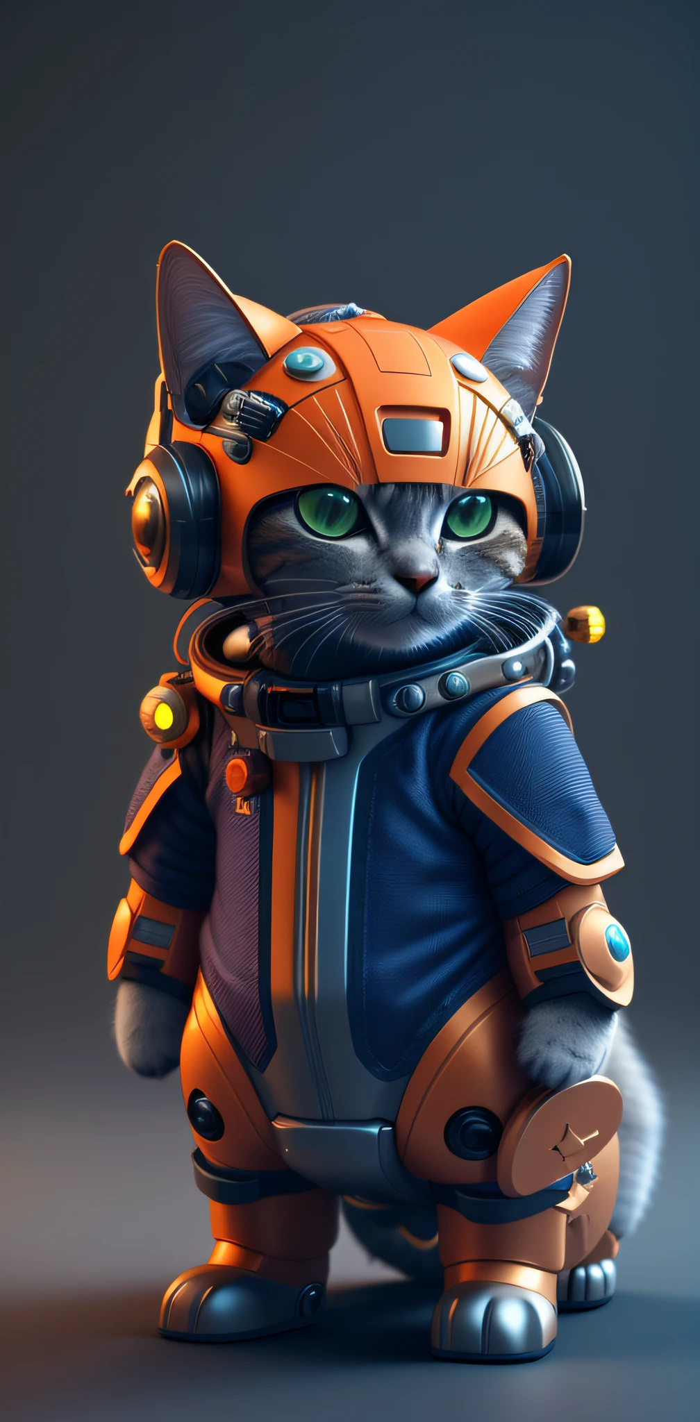 there is a cat in a space suit with a helmet on, cyborg kitten, cute 3 d render, rendered in redshift, 3 d render stylized, cyberpunk cat, scifi character render, scifi character, stylized 3d render, stylized as a 3d render, 3 d render character art 8 k, cgsociety 8k, cgsociety 8k