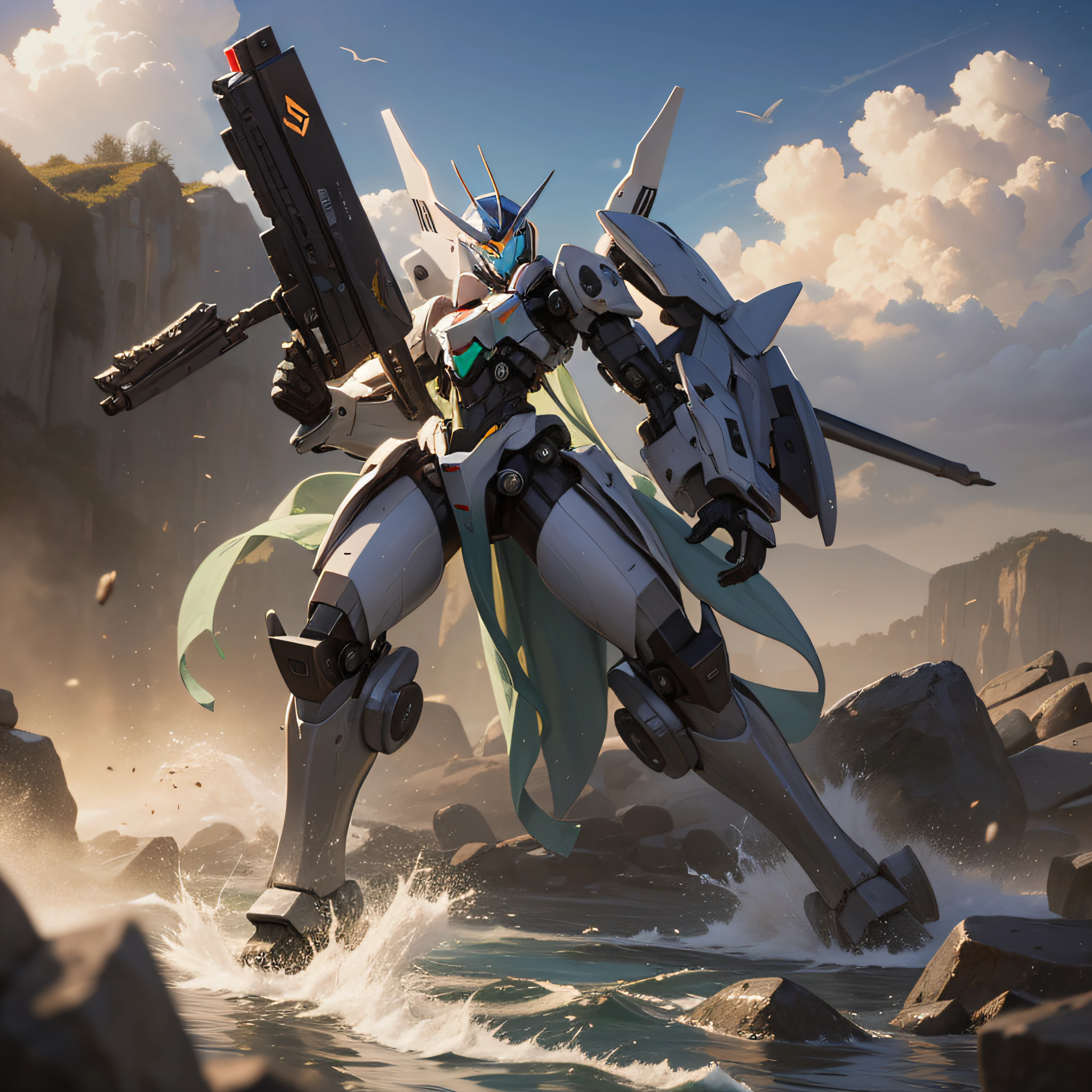pilot of a mech bathing