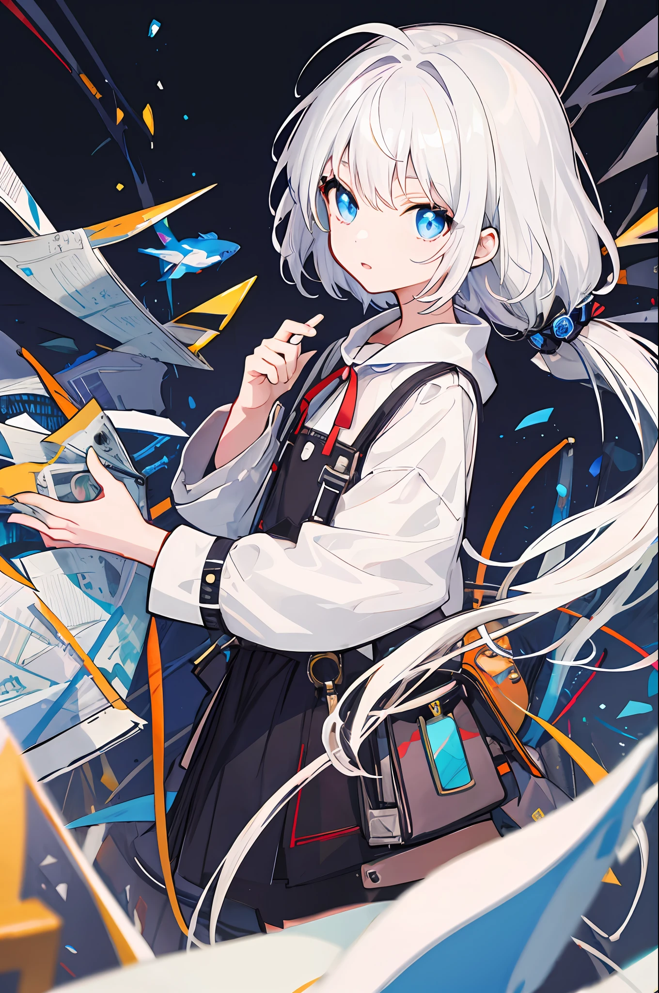 White hair,Blue eyes, girl,illustration