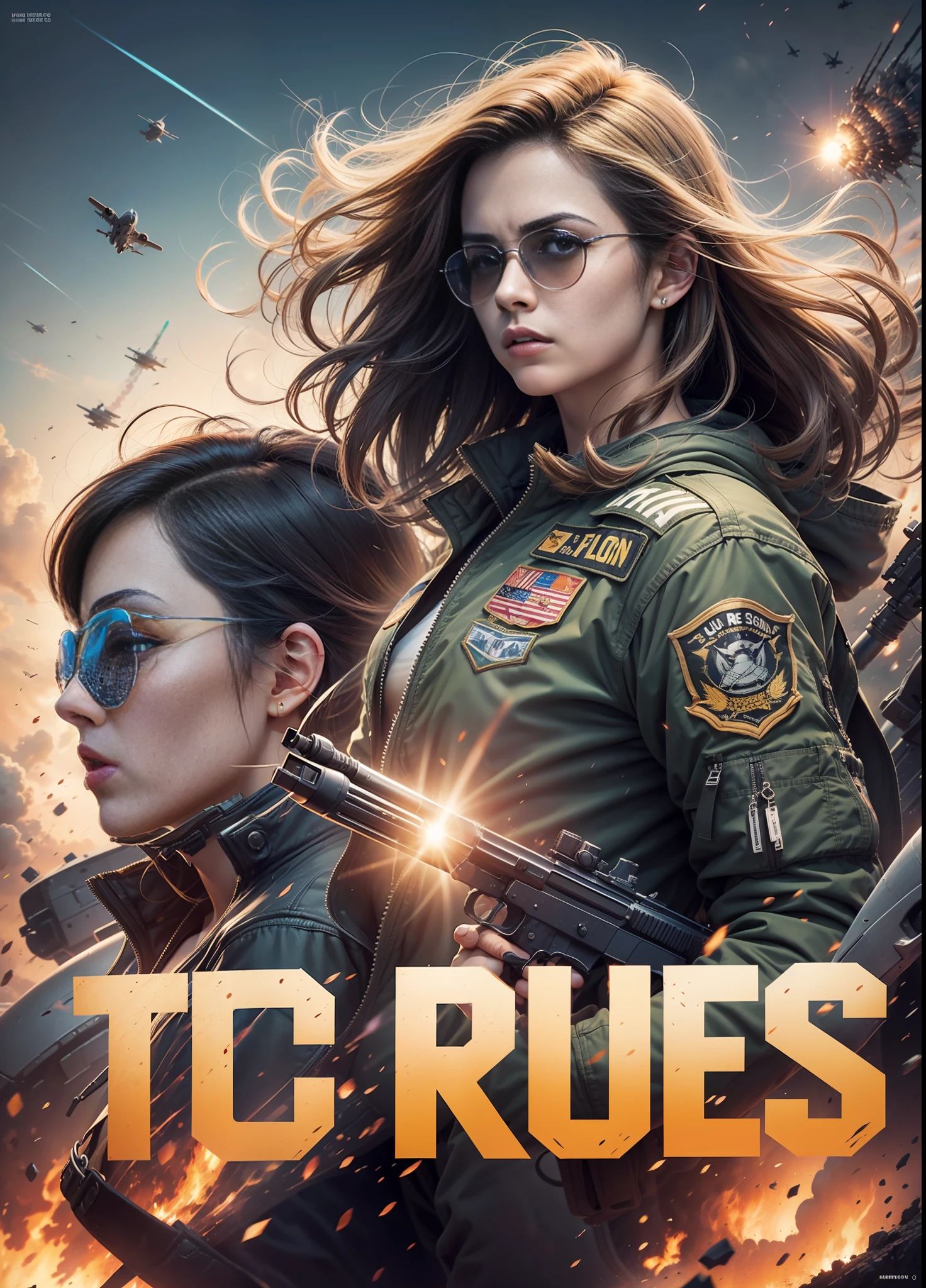 Cartaz do filme Top Gun, sun glasses, Rebites, Explosions, armas, Planes, One person, corpo inteiro.