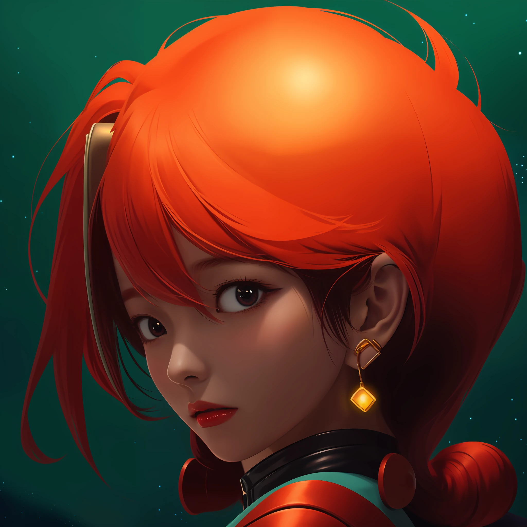 Anime with red hair and earrings looking at camera, portrait anime space cadet girl, artgerm and atey ghailan, artwork in the style of guweiz, moebius + loish + Phlegm sputum, phlegm, beeple and jeremiah ketner, wojtek fus, Detailed digital anime art, digital anime illustration, glowwave girl portrait, stylized anime