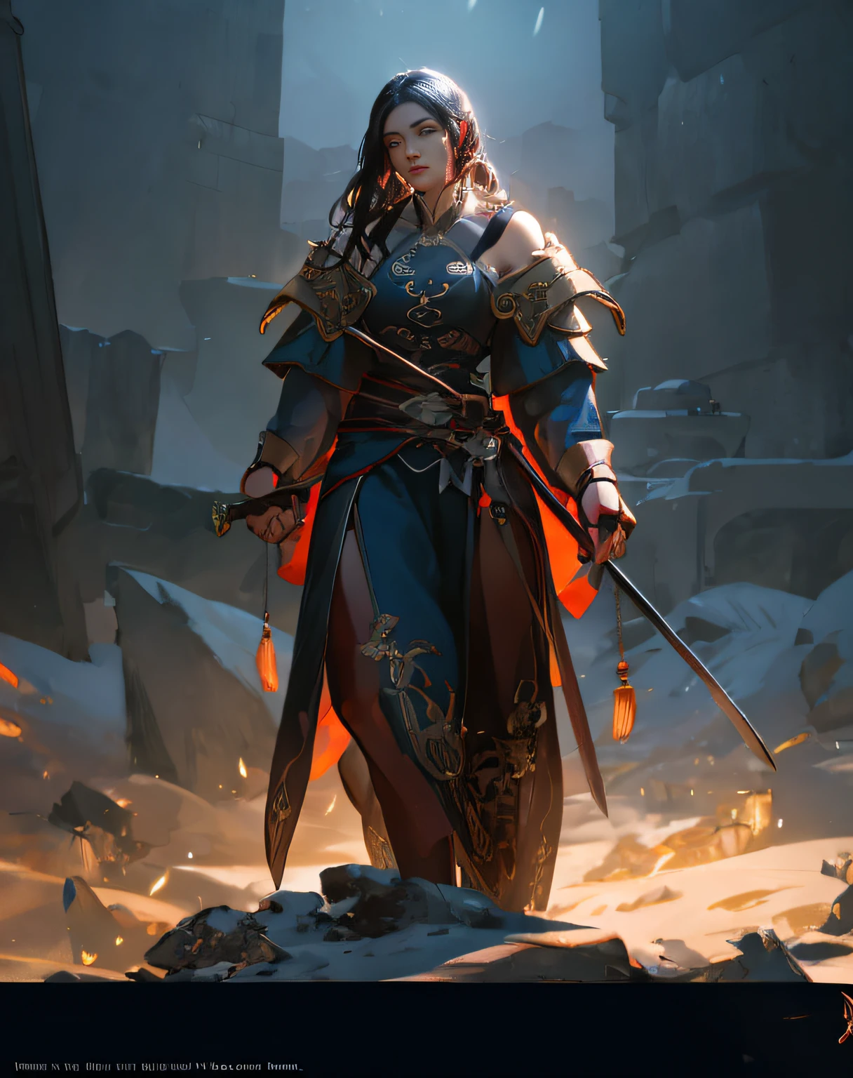 there is a woman in a blue outfit holding a sword, Chengwei Pan em ArtStation, Artgerm e Atey Ghailan, arte de personagem impressionante, epic exquisite character art, Arte conceitual de Feng Zhu, Alexandra Fomina Artstation, Amazing 8K character concept art, Retrato de um mago feminino, por Yang J, inspirado em Feng Zhu, Wojtek FUS