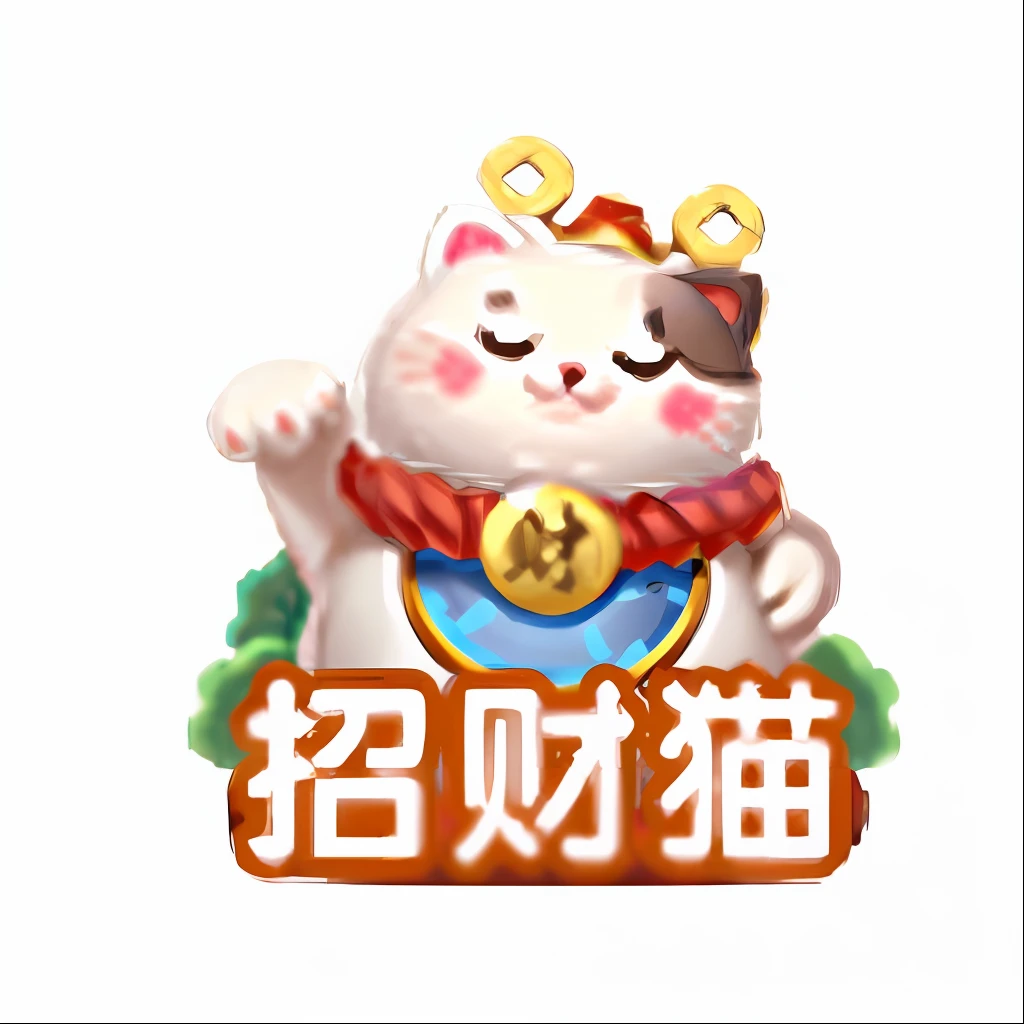 Close-up of a cat with a coin in its mouth, shui mo hua, Telegram stickers, Cat theme logo, Middle metaverse, Chiba Yuda, trending at cgstation, 9 k, 9K, trending on cgstation, inspired by Pu Hua, jinyiwei, sakimichan, neko