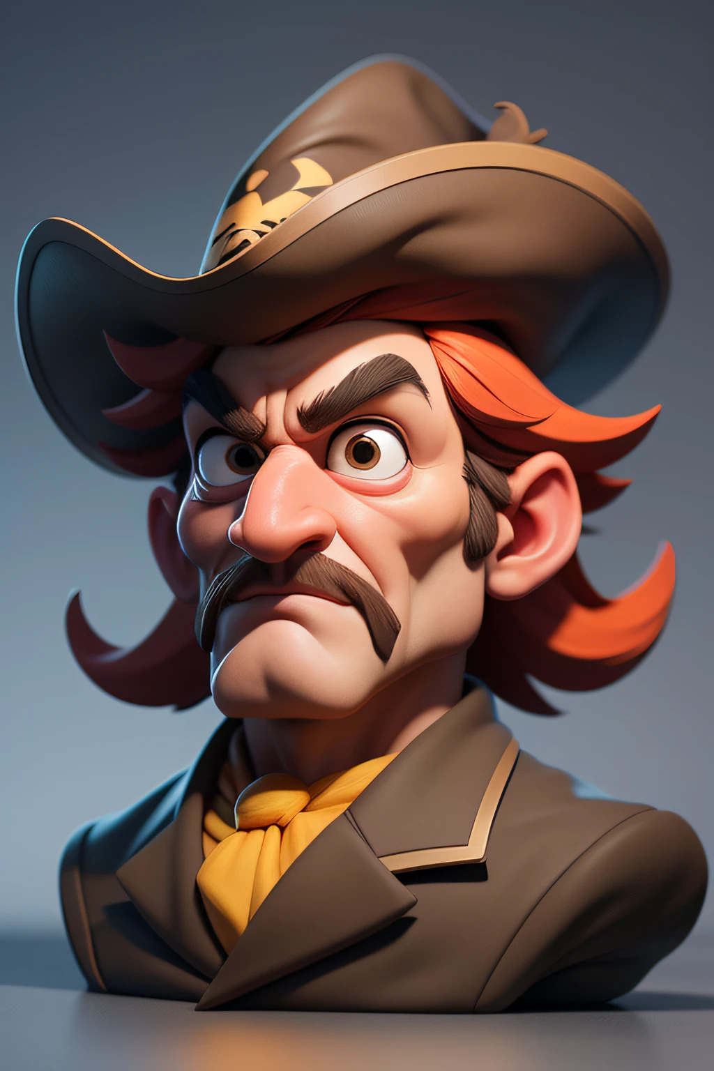 Personaje Render en 3D ultra detallado. 4k. Pirata estilo Pixart. un Sombrero grande con un dibujo de calabera. Sin deformar cara ni manos. Detalle en rostro. Garfio