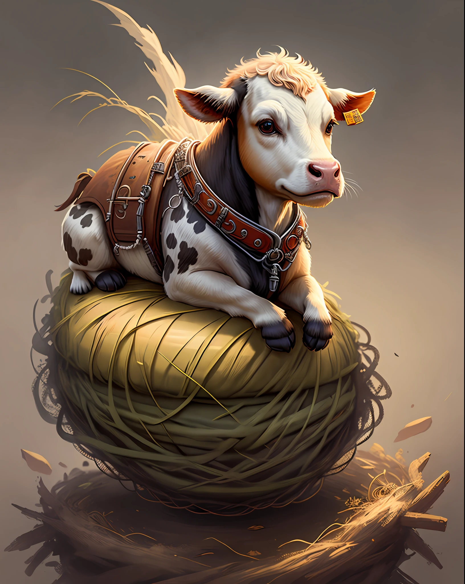 cow sitting on a nest, concept art, 4k