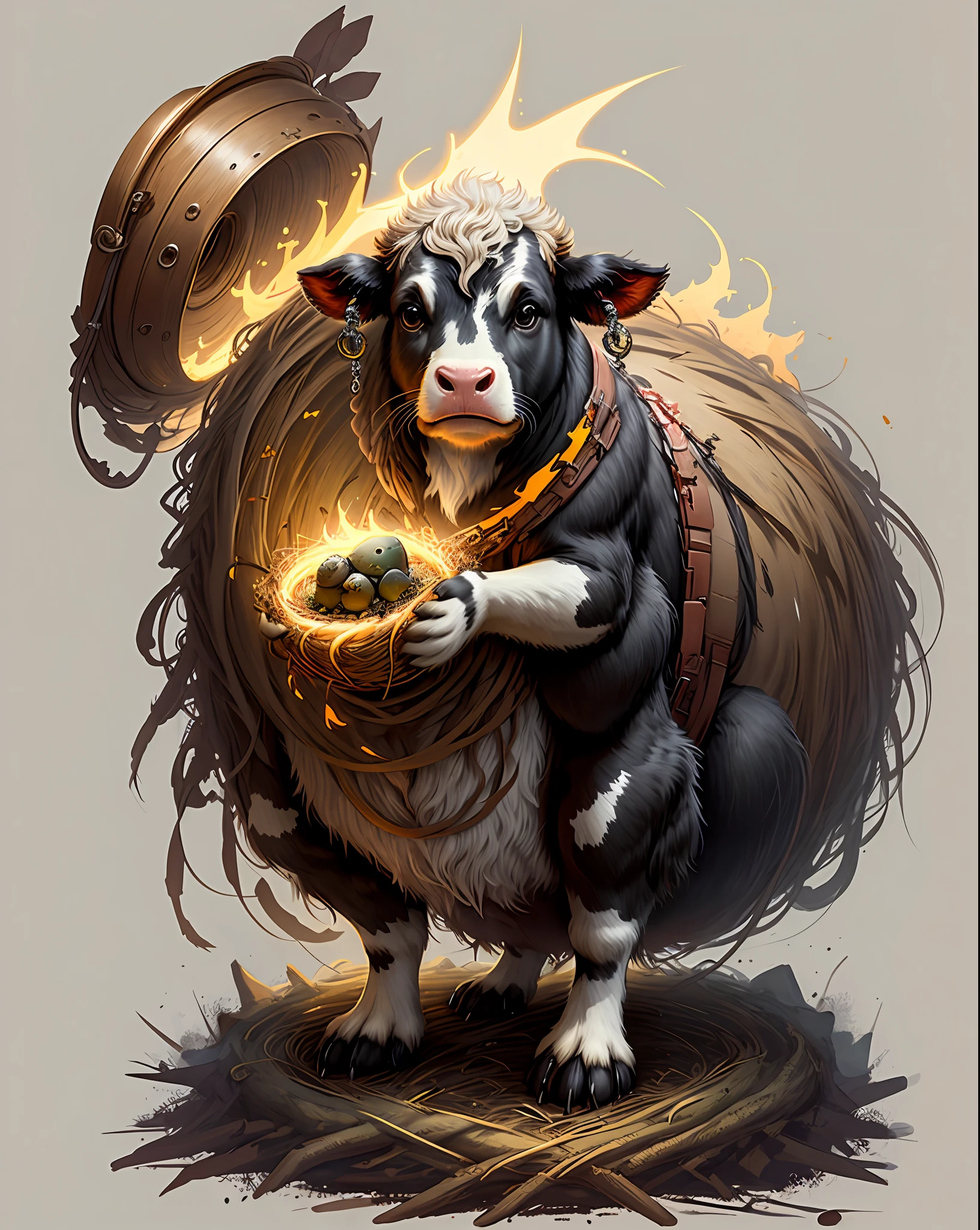 cow sitting on a nest, concept art, 4k