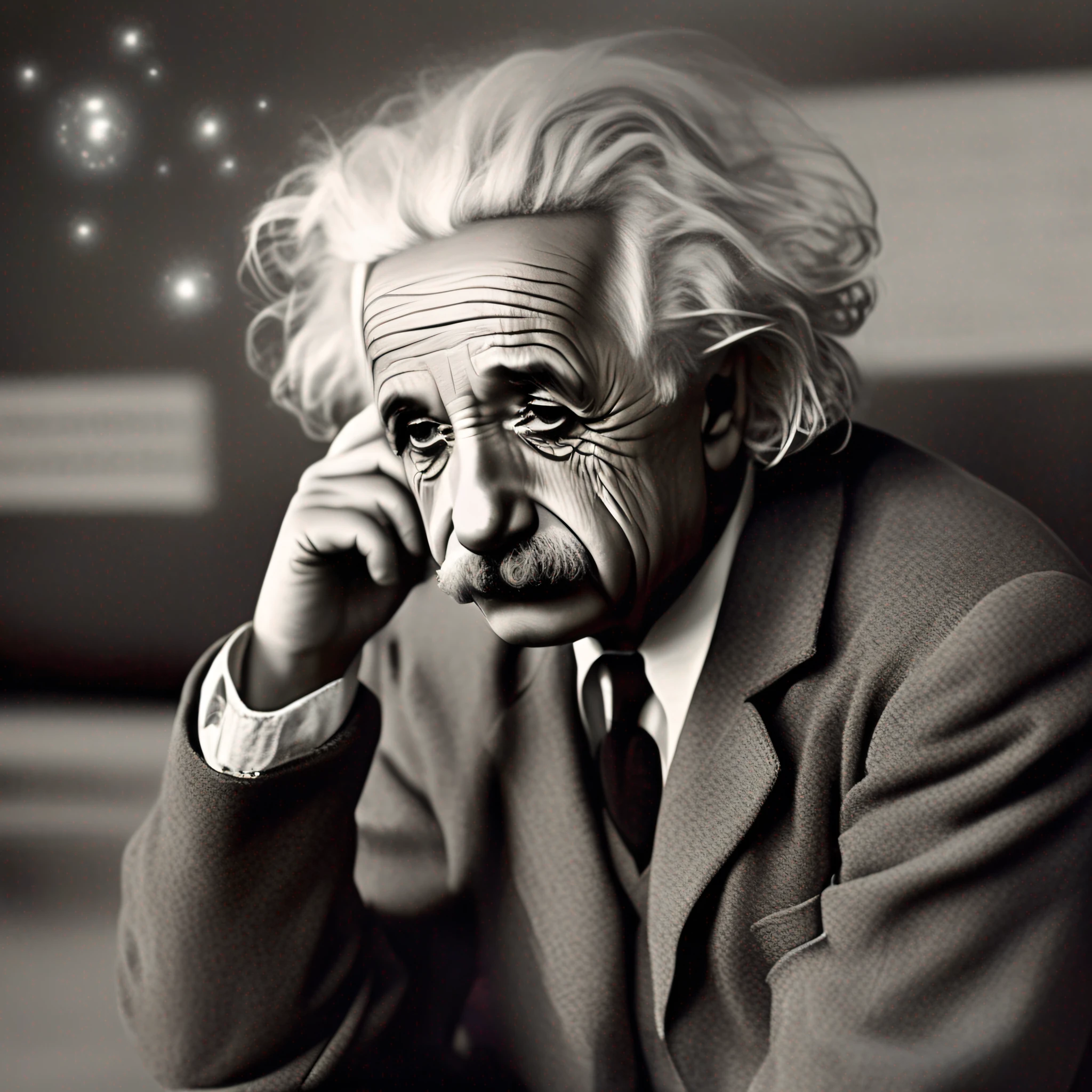 Albert Einstein found himself lost in deep thought, pondering the mysteries of the universe