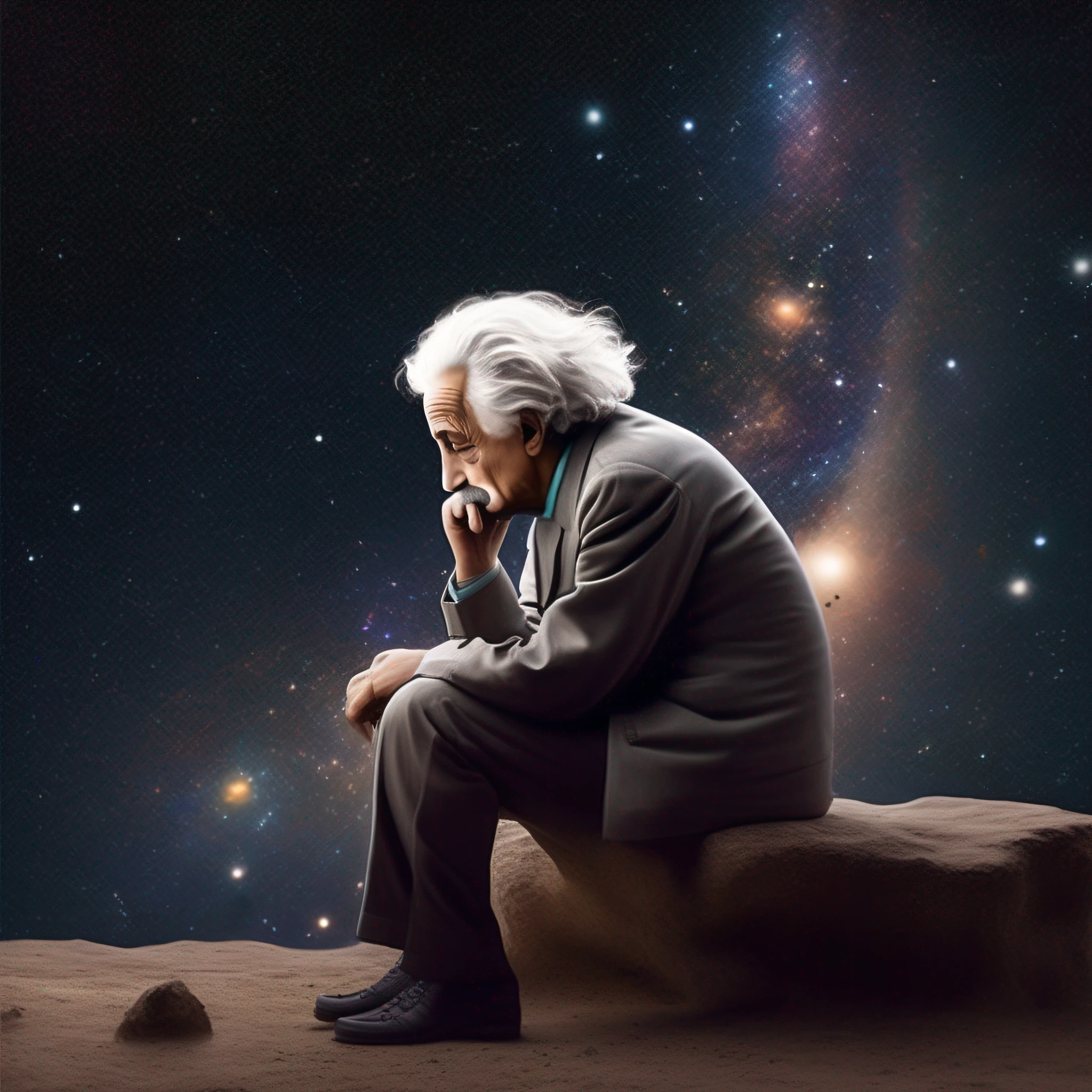 Albert Einstein found himself lost in deep thought, pondering the mysteries of the universe