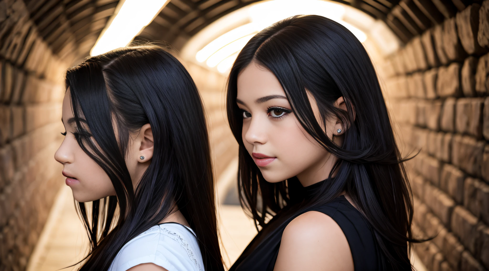 girl 10 YEAR OLD CHILD WITH A LIGHTSABER, with long black hair in a tunnel, cabelo preto brilhante longo, cabelo preto rodopiante, flowing black hair, cabelo preto sem fim, cabelo sedoso preto, cabelo preto exuberante, mulher com cabelo preto longo, cabelo preto exuberante despenteado, cabelo preto longo fluindo, a mulher tem cabelo escuro longo, longos cabelos escuros, detalhado cabelo preto longo, cabelo preto