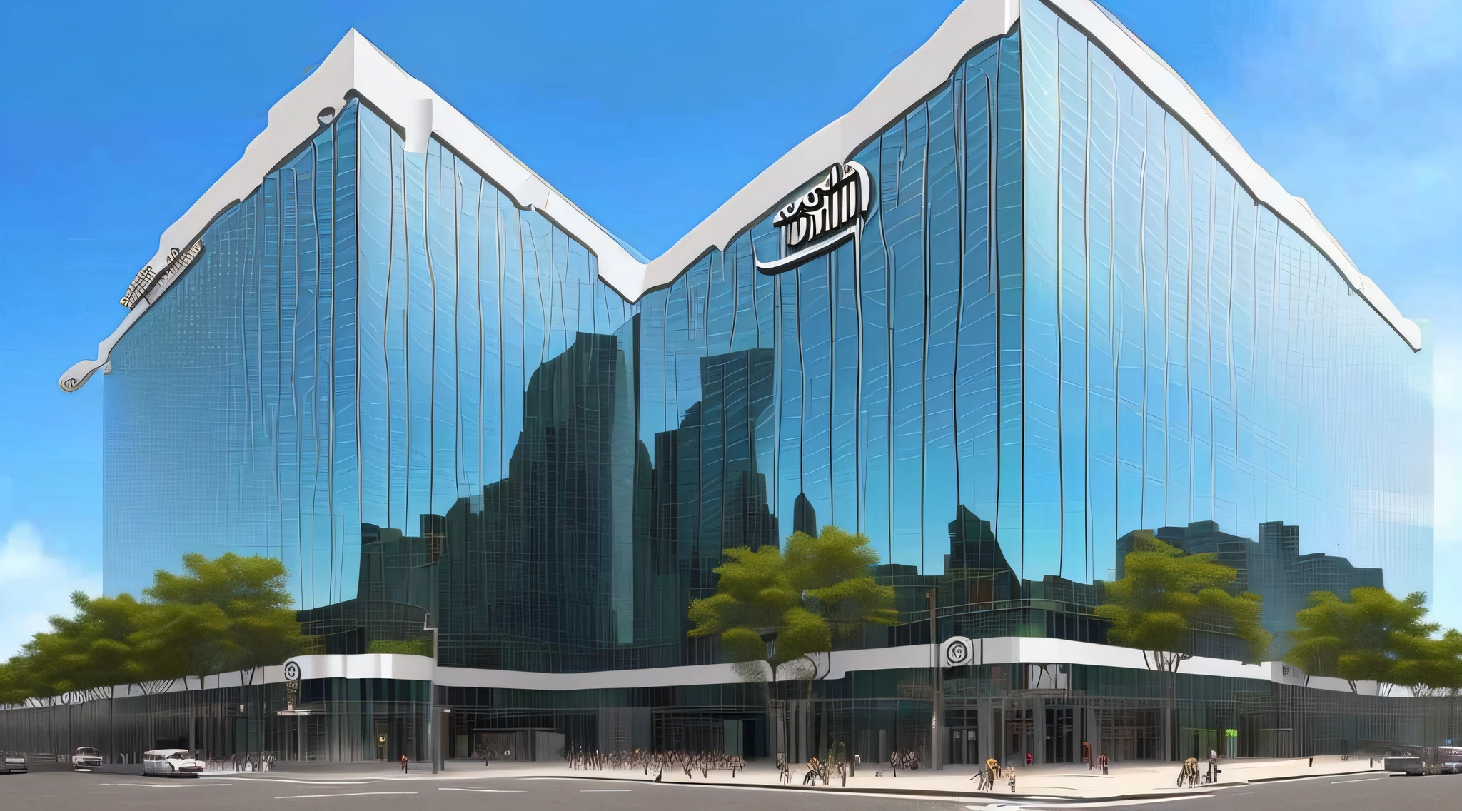 The image of the Tencent company building in an epic way, colossal e com tons divinos --auto