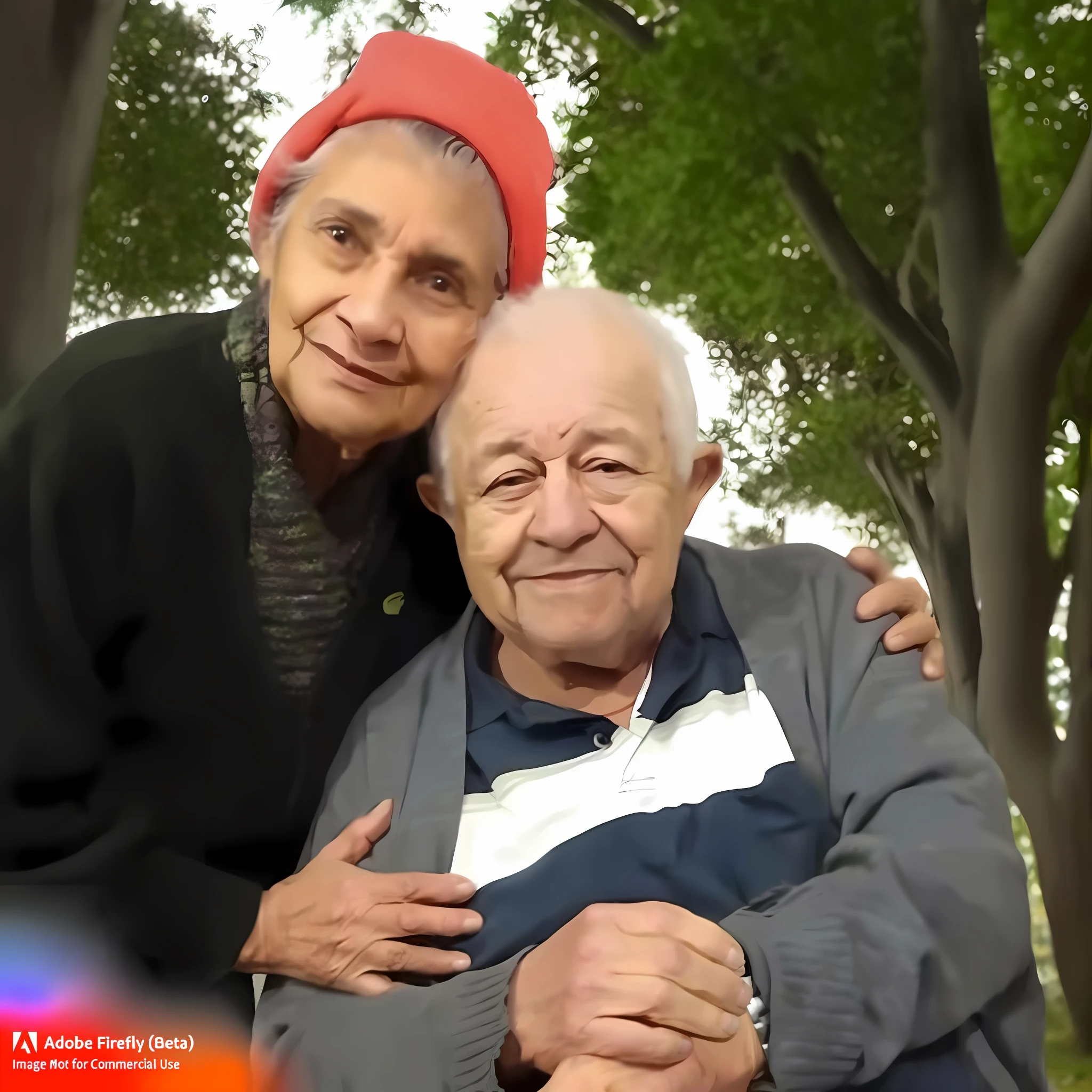 elderly couple posing for a picture in a park with trees, momma and papa, dois idosos, jose miguel roman frances, Casal feliz, Magda Torres Gurza, Valentina Embaralhamento, taken in the early 2020s, idoso, senor salme, two aboriginal elders, Casal encantador, Direction: Hristofor Zhefarovich