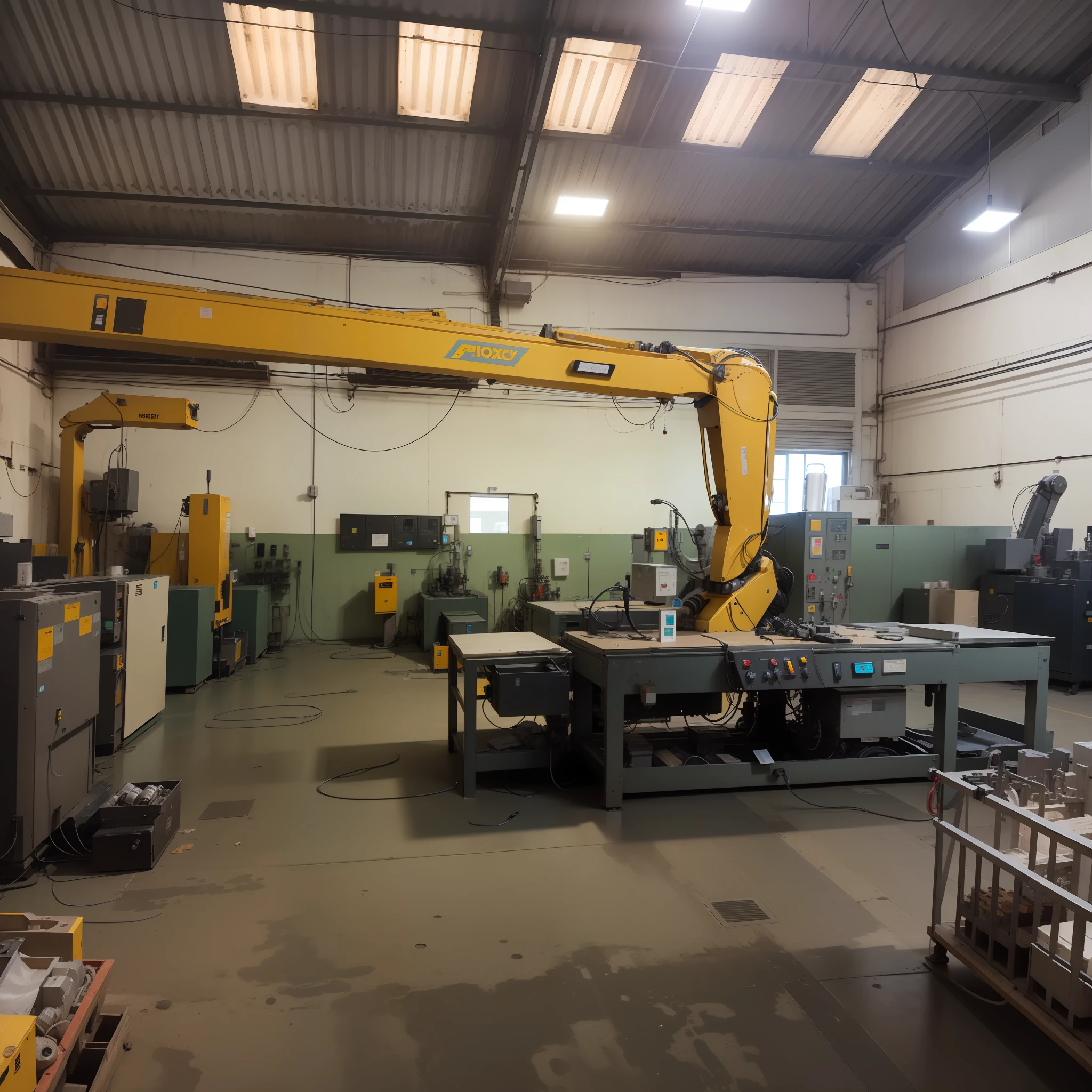 Modern factory, robot operators, modern machinery, automation, robot, tecnologias de vanguarda.