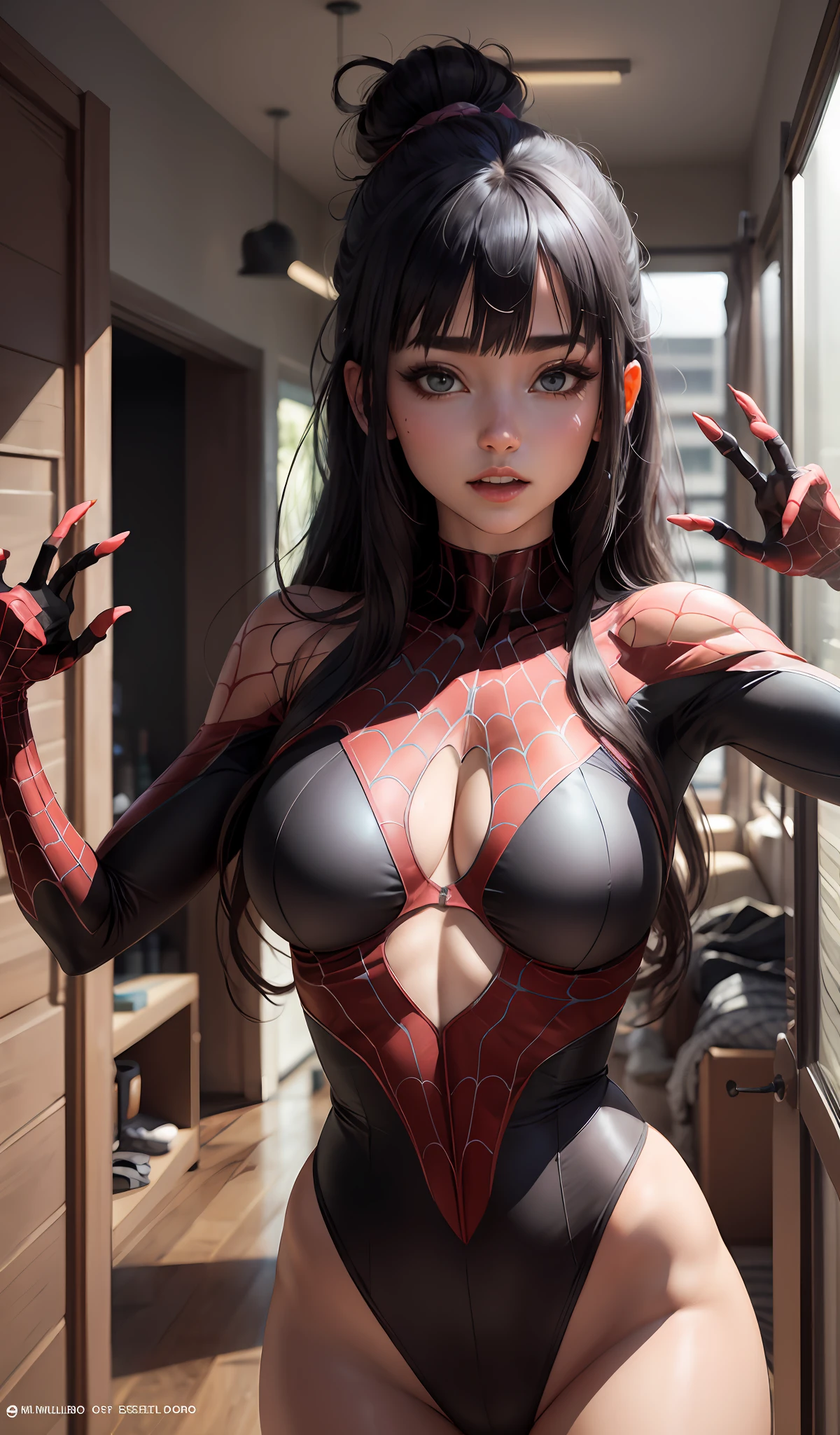 Hinata hyuga trajada de mulher aranha, vestida de mulher aranha