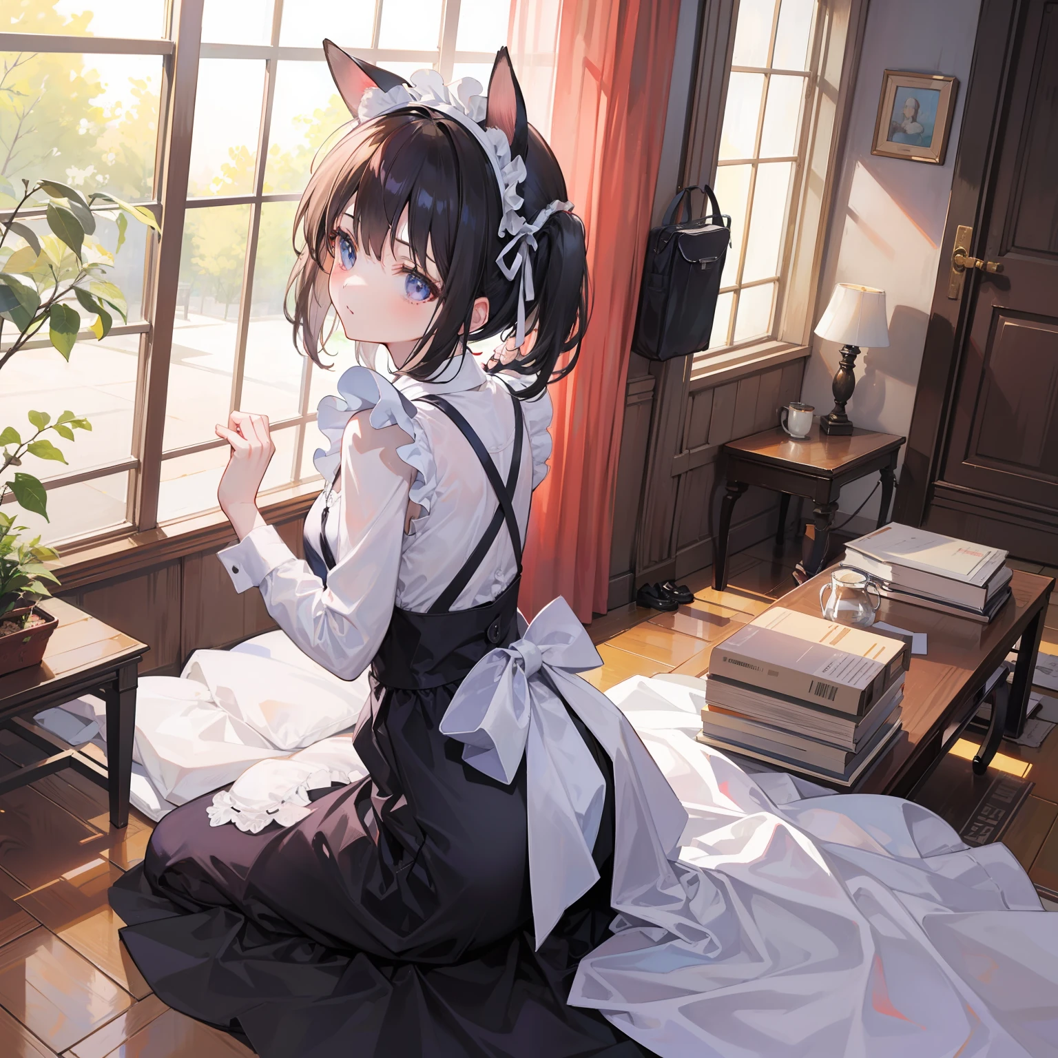 Rabbit Girl　maid clothes　bowing　see you later　In the house