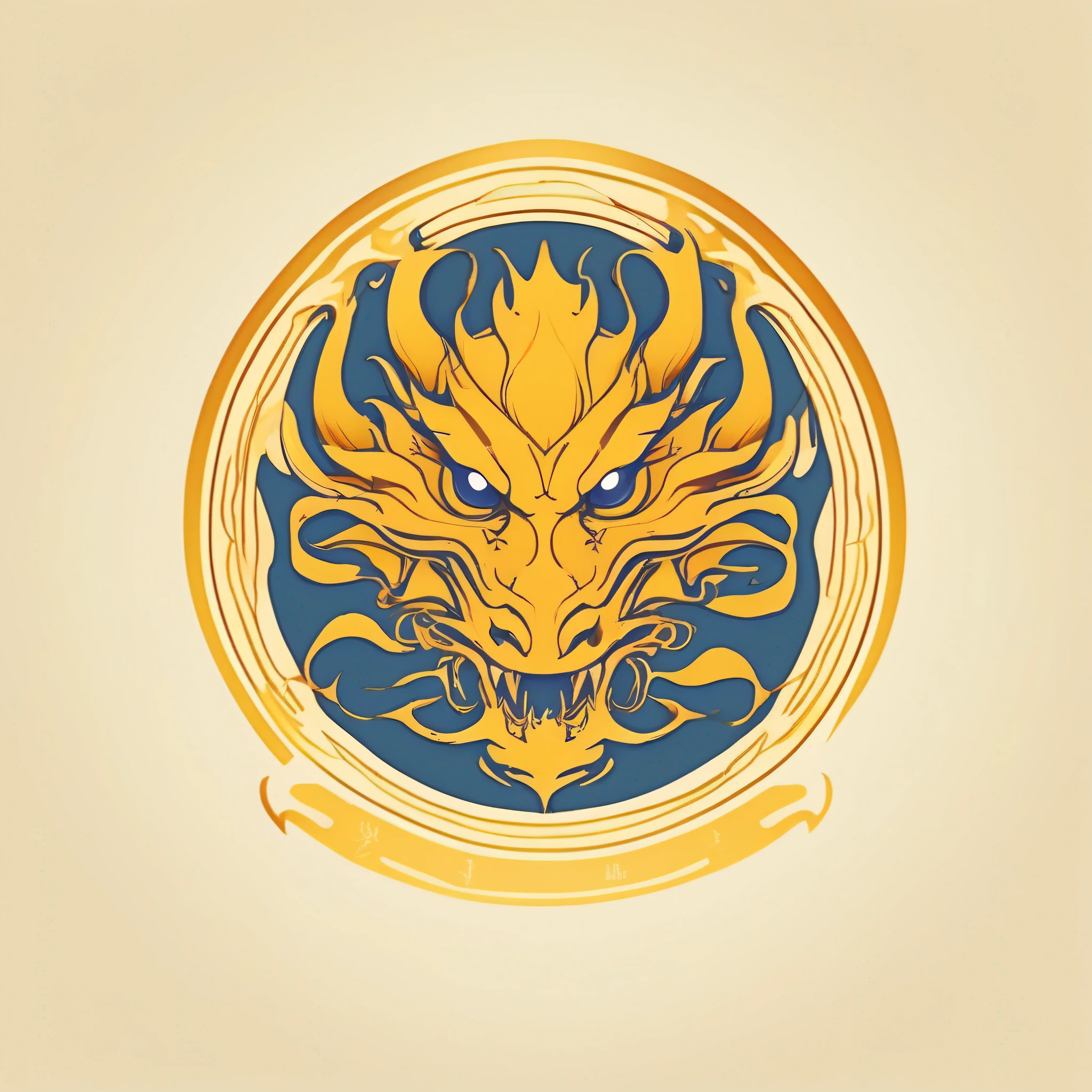 logo, vector, logo design, vector, simple, flat, icon, minimalism, well-defined lines and contours, centralized, Golden dragon, atistas James Jean