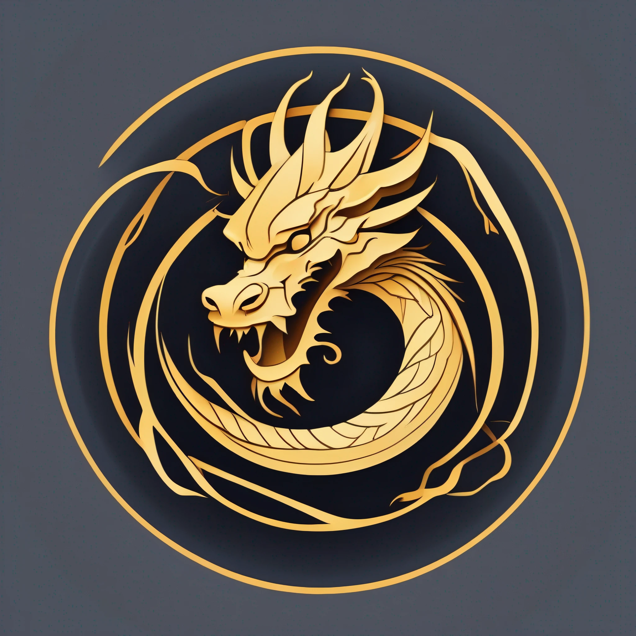 logo, vector, logo design, vector, simple, flat, icon, minimalism, well-defined lines and contours, centralized, Golden dragon, atistas James Jean