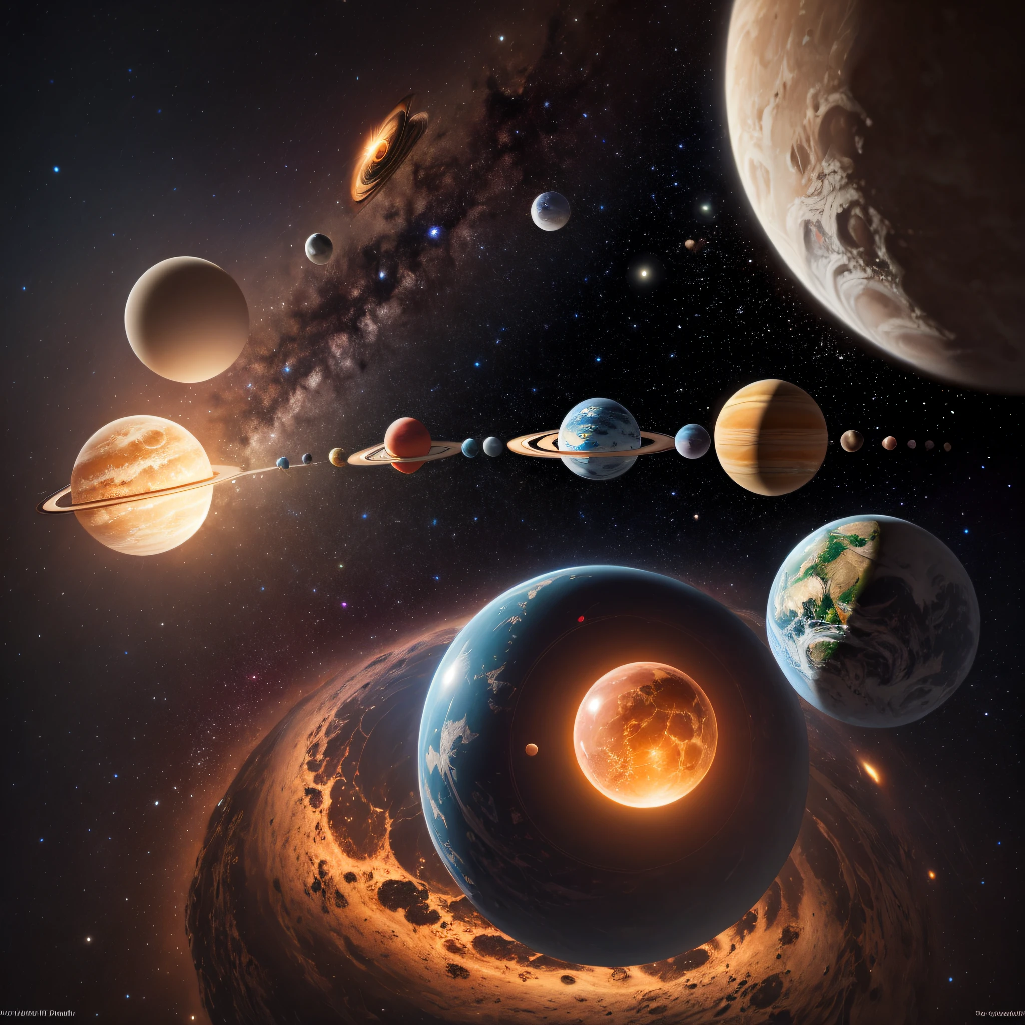 Planets and Sun in a galaxy with a spiral spiral, Planetas, sistema solar, planets and galaxies, Planetas e luas flutuantes, Orbit of the planets, Planets Back, Planets in orbit, fotografia espacial, planetaas e estrelas, planetaas se alinham, grandes planetaas no fundo, planetaas em segundo plano, planets in the skies, Corpos celestes, planetary landscape, planetaas colidindo, planeta, planetaas flutuantes