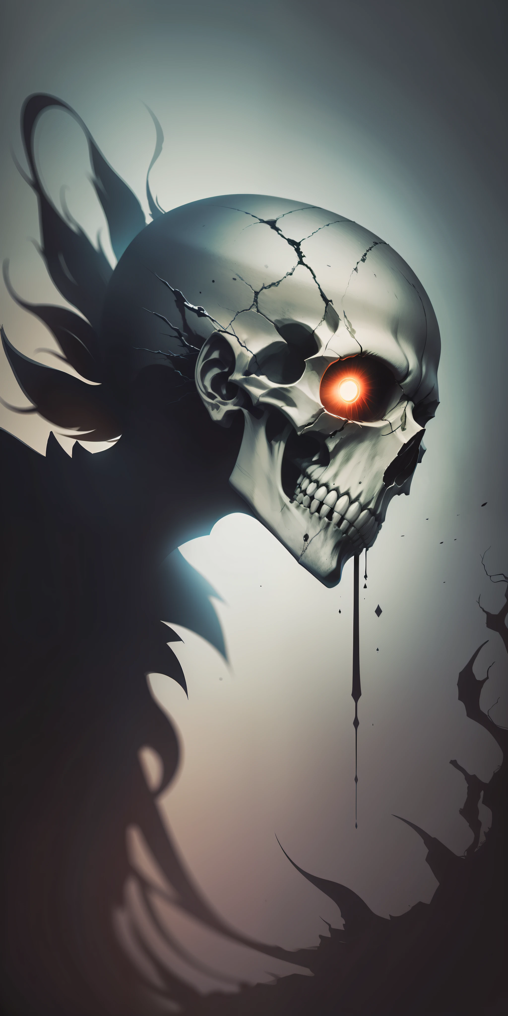 Skull in dark shadow,high resolution,high quality,dark