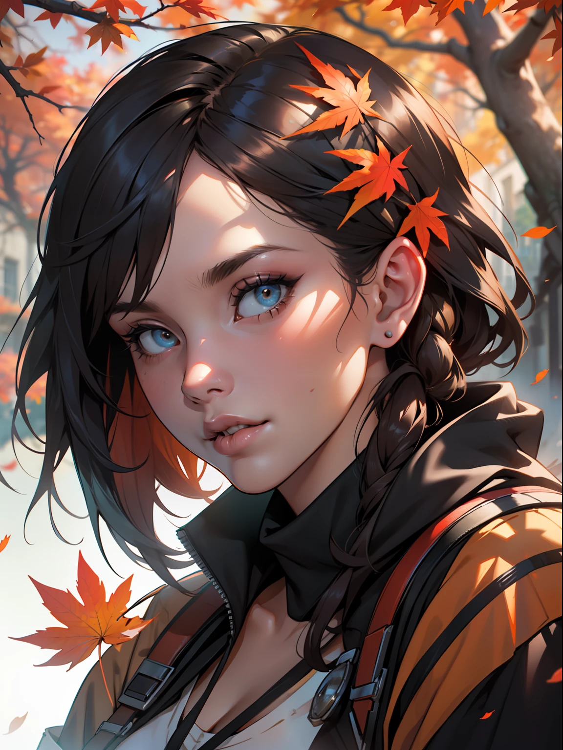 Autumn full of colorful leaves in Paris, trending on artstation, sharp focus, studio photo, intricate details, highly detailed, by greg rutkowski
