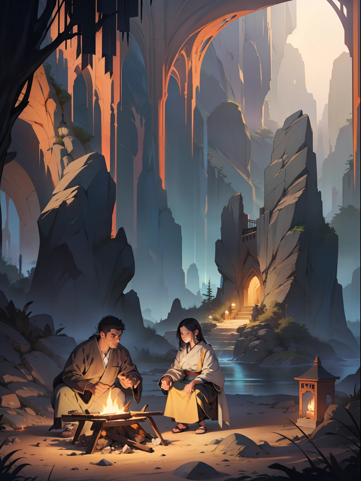 night scene in the desert, cave painting, campfire, close up gaisha, magnificent, deep shadows,
night scene in the desert, cave painting, campfire, tent, gaisha, magnificent, deep shadows, Transcendent dimensions, by Albert Bierstadt, Artstation, by Kim Tschang Yeul, by Ko Young Hoon, Cartographic, First-Person, Moody Lighting, Beautiful Lighting