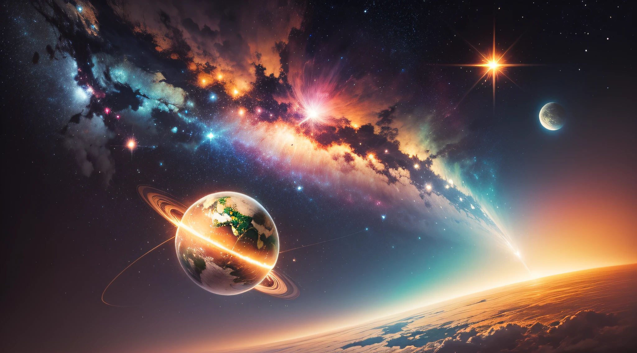 cosmos com muitas estrelas e planetas
