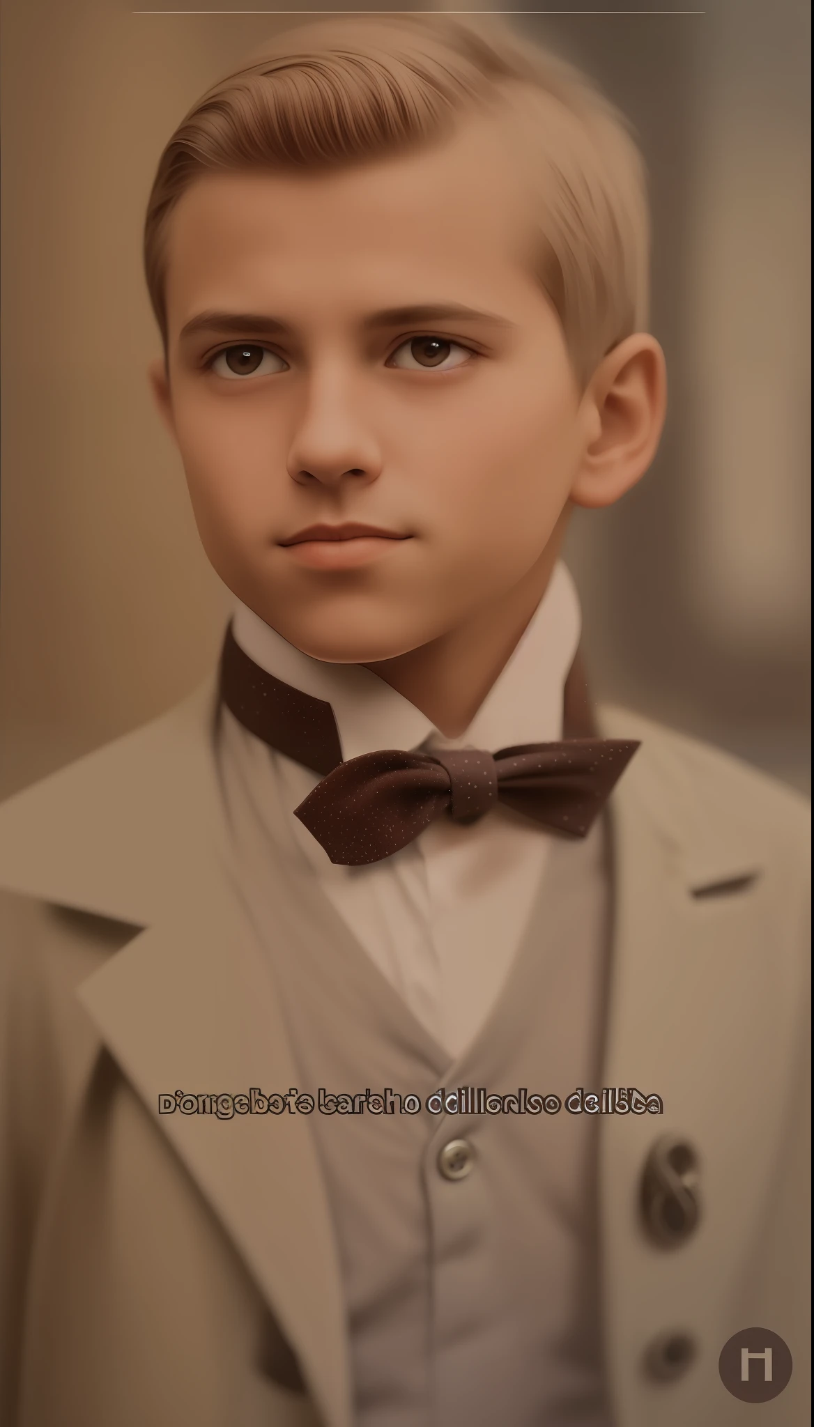 There is a picture of an Italian boy with a bow tie, inspirado em Tommaso Dolabella, inspirado em Gentile Tondino, inspirado em Domenico Induno, inspirado em Francisco Oller, Houdini & Photoshop, inspirado em Rudolf Hausner, inspirado em Antonio Donghi, fotografia colorida, uma foto colorida, inspirado em Eliseu Visconti