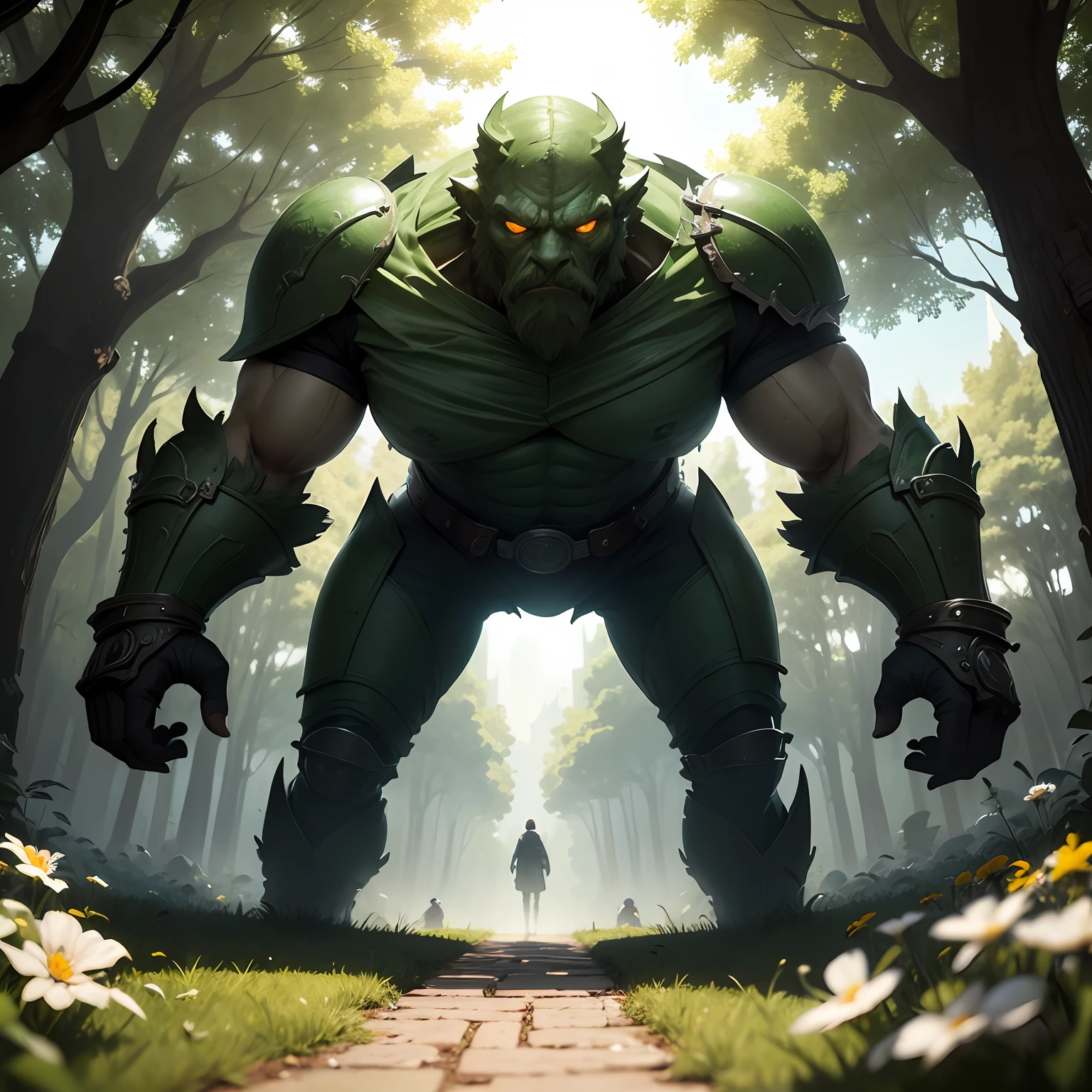Person,  (masterpiece)), (best quality), (extremely detailed),  sharp focus, soft lighting, hdr, colorful, good composition: When the imposing green and white appears On the lawn where the fight awaits You know what's ahead That the hardship of the trial won't take long --auto