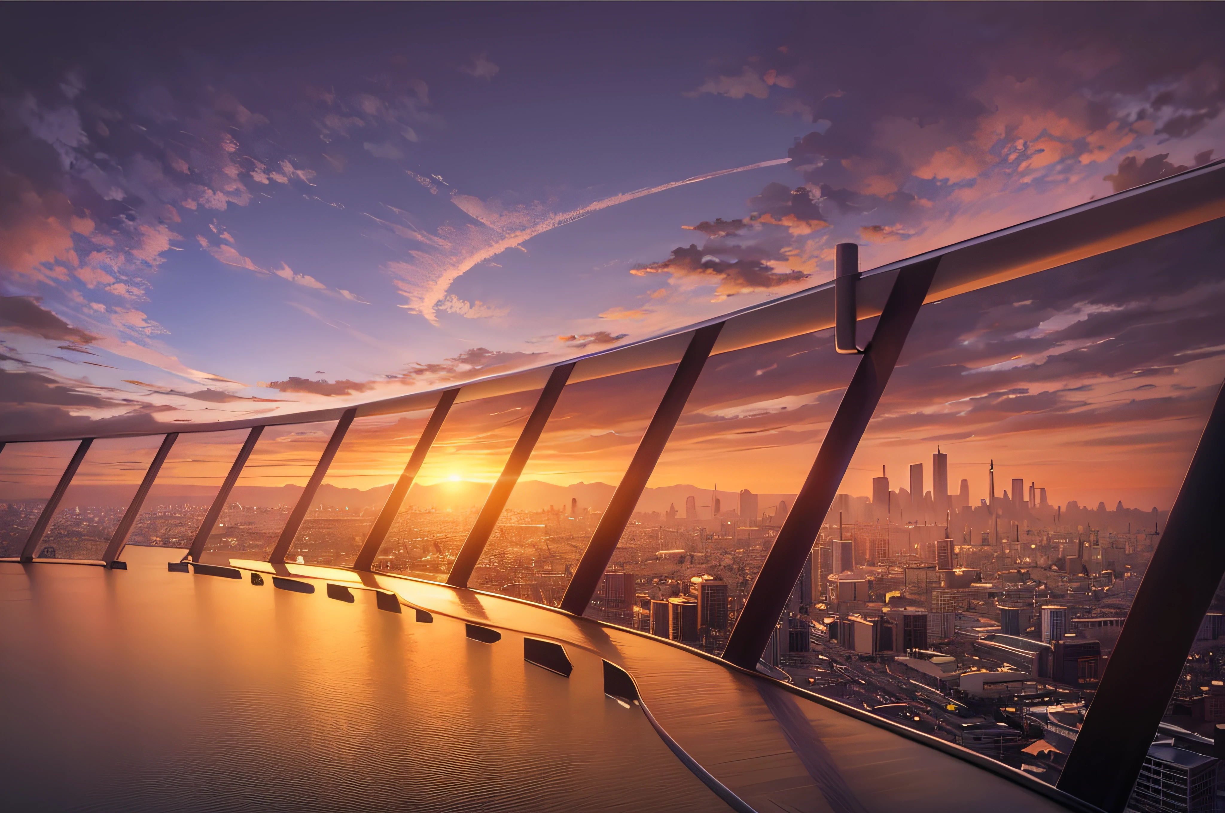 arafed view of a city from a high rise building at sunset, tokio, sunset view, observation deck, tokyo in the background, golden hour in tokyo, Sundown, looking onto the horizon, skyline showing from the windows, skyline, japan tokyo skytree, Sunset!, tokio futuristic in background, Sundown, sunrise light, tokio, Sunset!!!
