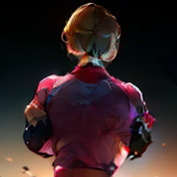 40k,photography, masterpiece, best quality,dark gray background,from behind,sfw, (1girl blue eyes and blond short hair),ass up wait wearing, (wearing gym_outfit:1.3),(pink outfit:1.3), --auto