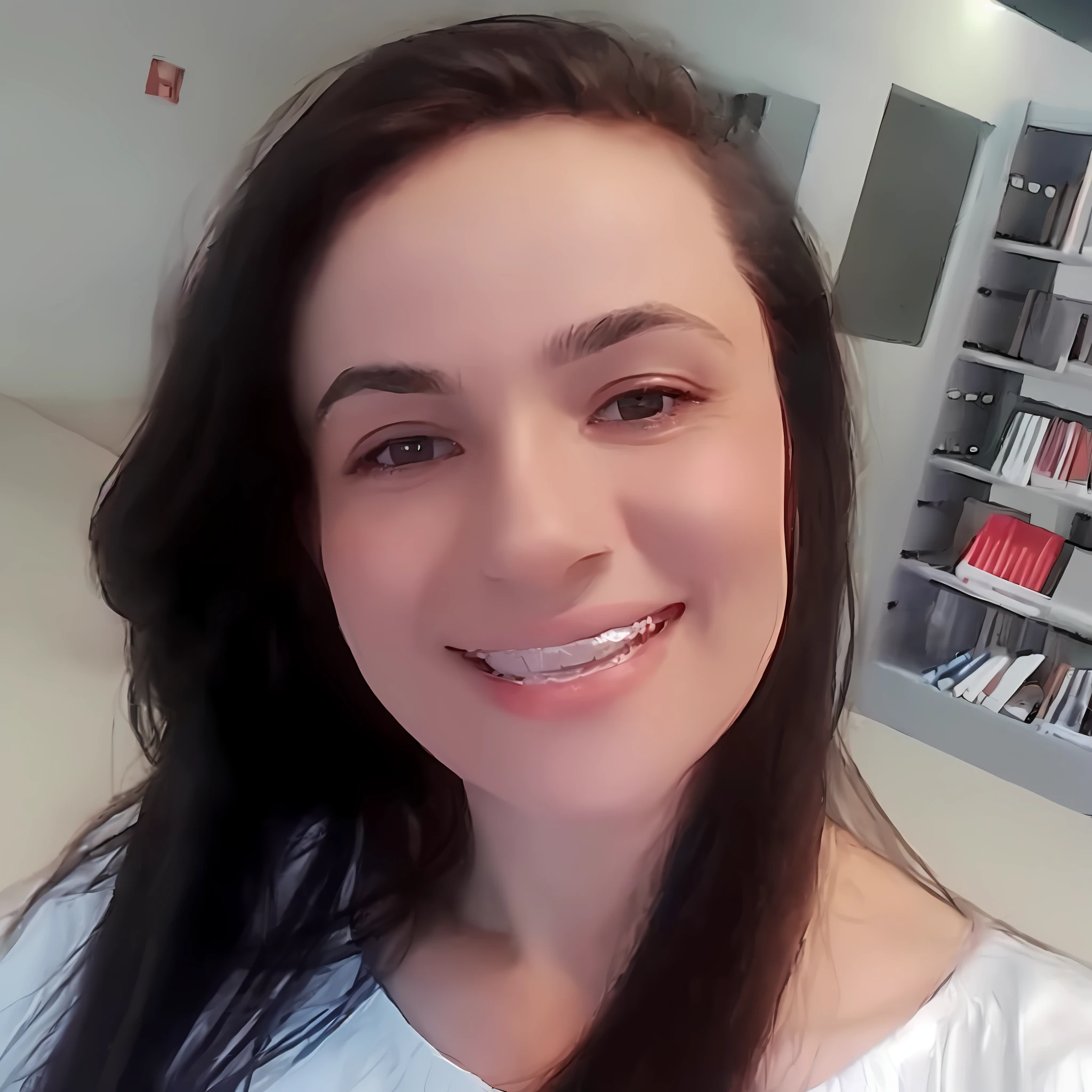 Masterpiece, absurdres, fine detail, HDR, highly detailed face and eyes, photorealistic,excited, beautiful m3d_woman, a woman with long brown hair posing for a picture , perfect m3d_body, perfact m3d_face