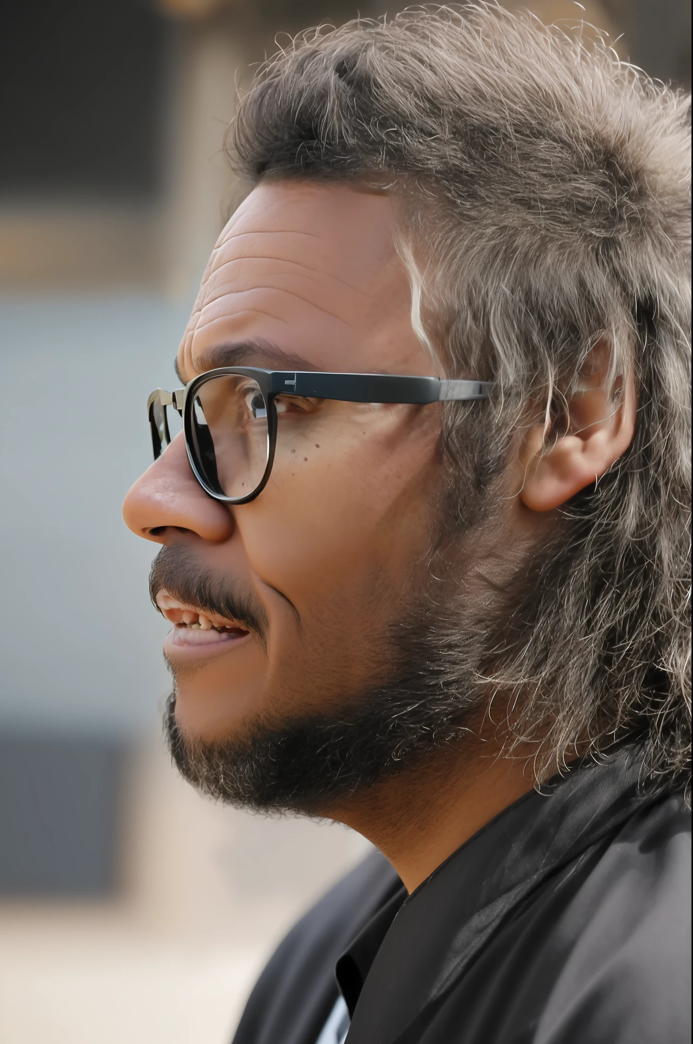 guttonerdvision6, close-up portrait of a man with a lion's mane. he is wearing glasses and staring at the camera. His hair is made of realistic lion mane. Yellow feline eyes. Black background, intricate, realistic, detailed, 8k