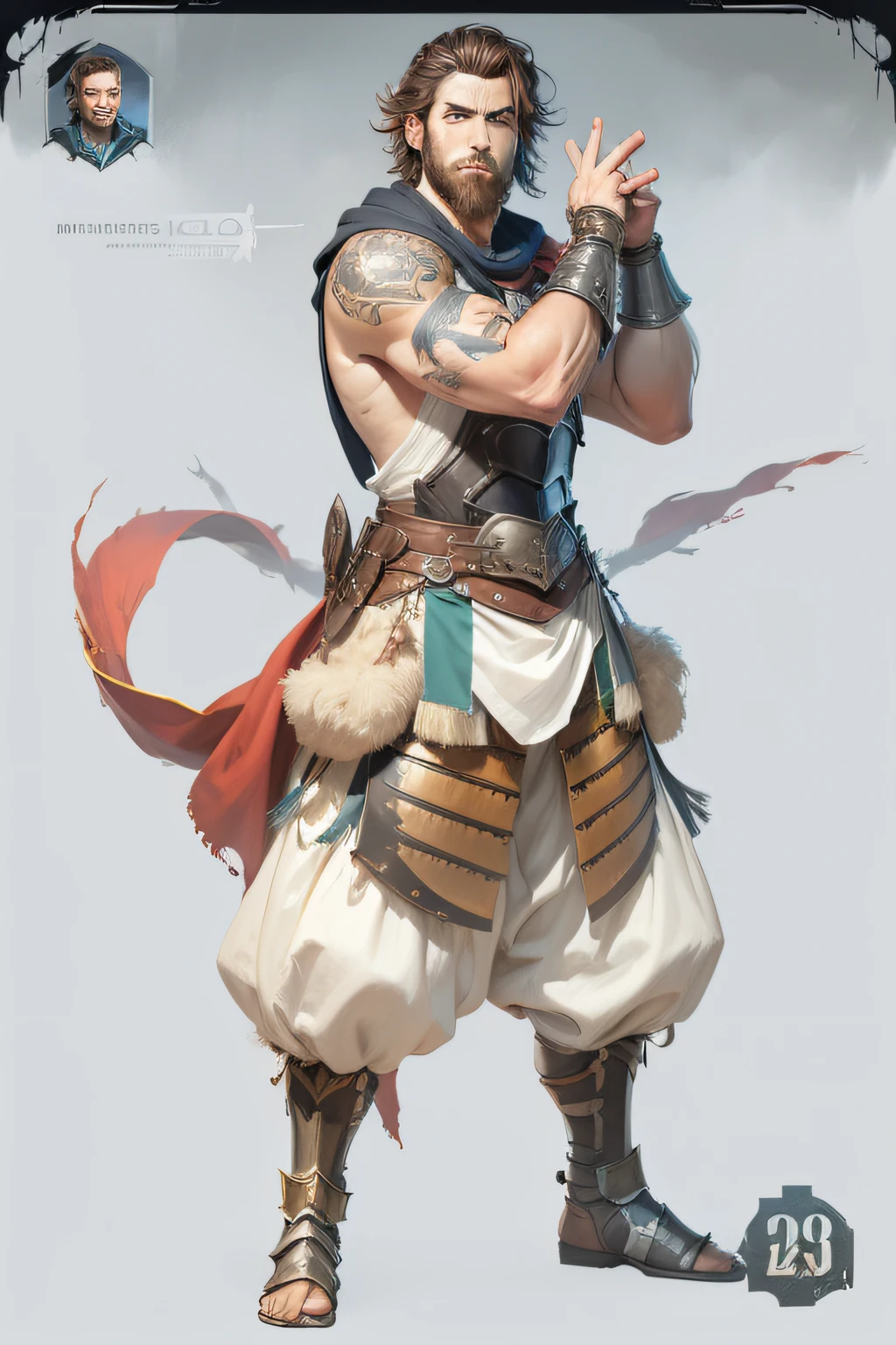 man with short beard, epic rpg portrait, fantasy male portrait, rpg portrait concept art, male warrior, fantasy concept art portrait, epic portrait illustration, detailed character portrait, one human warrior, big black armor with details red, full armor, blue eyes, short hair, brown hair, dungeons and dragons character, detailed hands, cape --auto