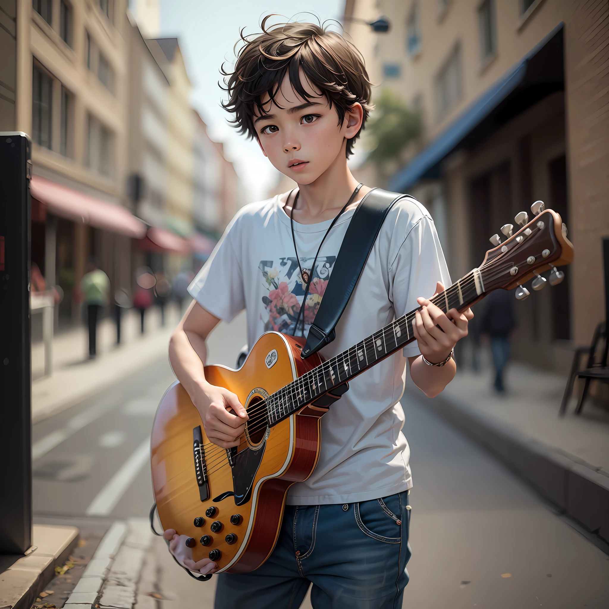 Boy playing guitar on the street --auto --s2
