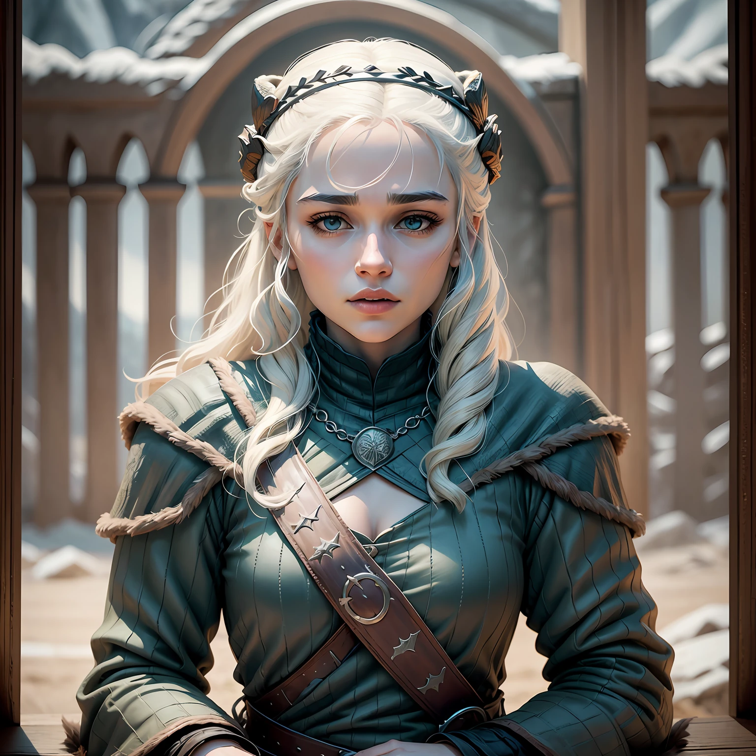 a portrait of a young woman with white hair, game of thrones, trending on artsation --auto
