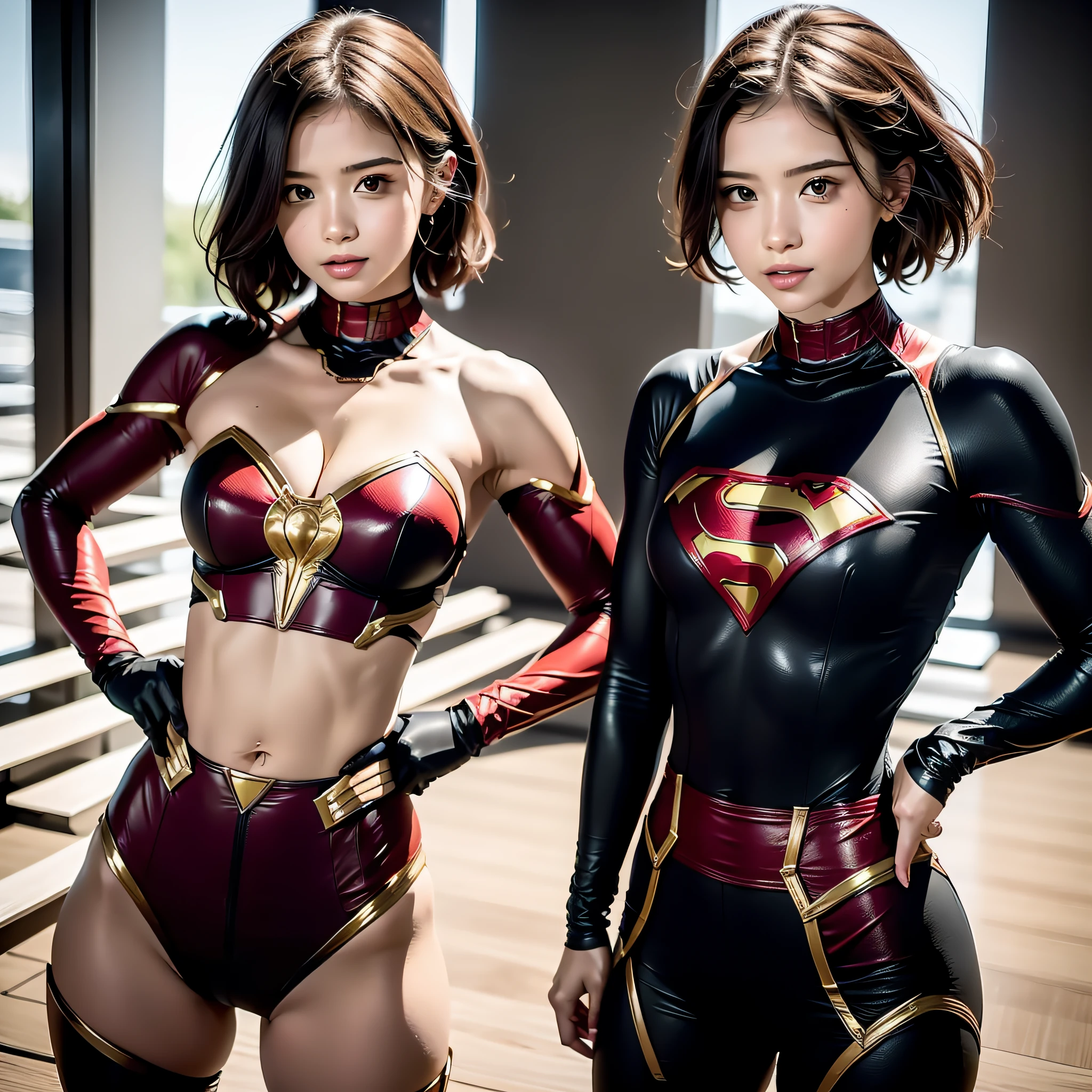Foto crua, mulher bonita, detalhou o corpo delineado com cosplay do Super-mulher, seios grandes, seios grandes, uma jovem de 18 anos bonito bonito rosto perfeito petit , she's happy, luz bonita, qualidade superior,
