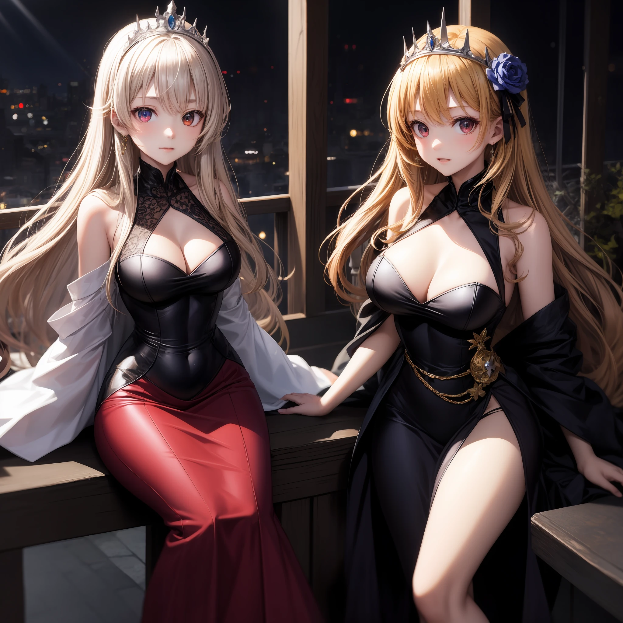 Anime、The girls、red-eyed、blond hair、Princess、The dress、Western castles、tiara、1pple、solo