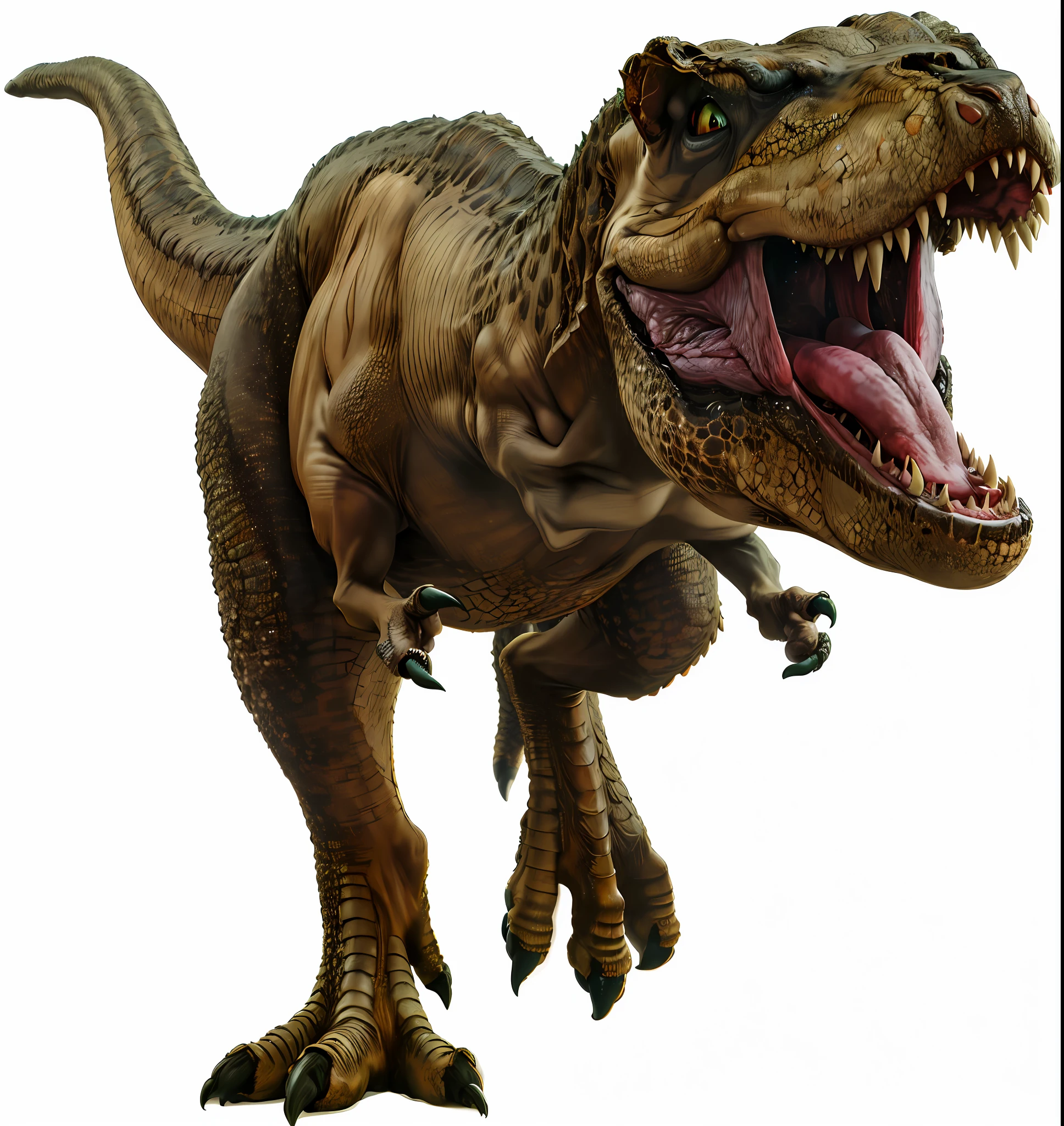 Tiranosaro Rex com a boca aberta , floresta, 8k
