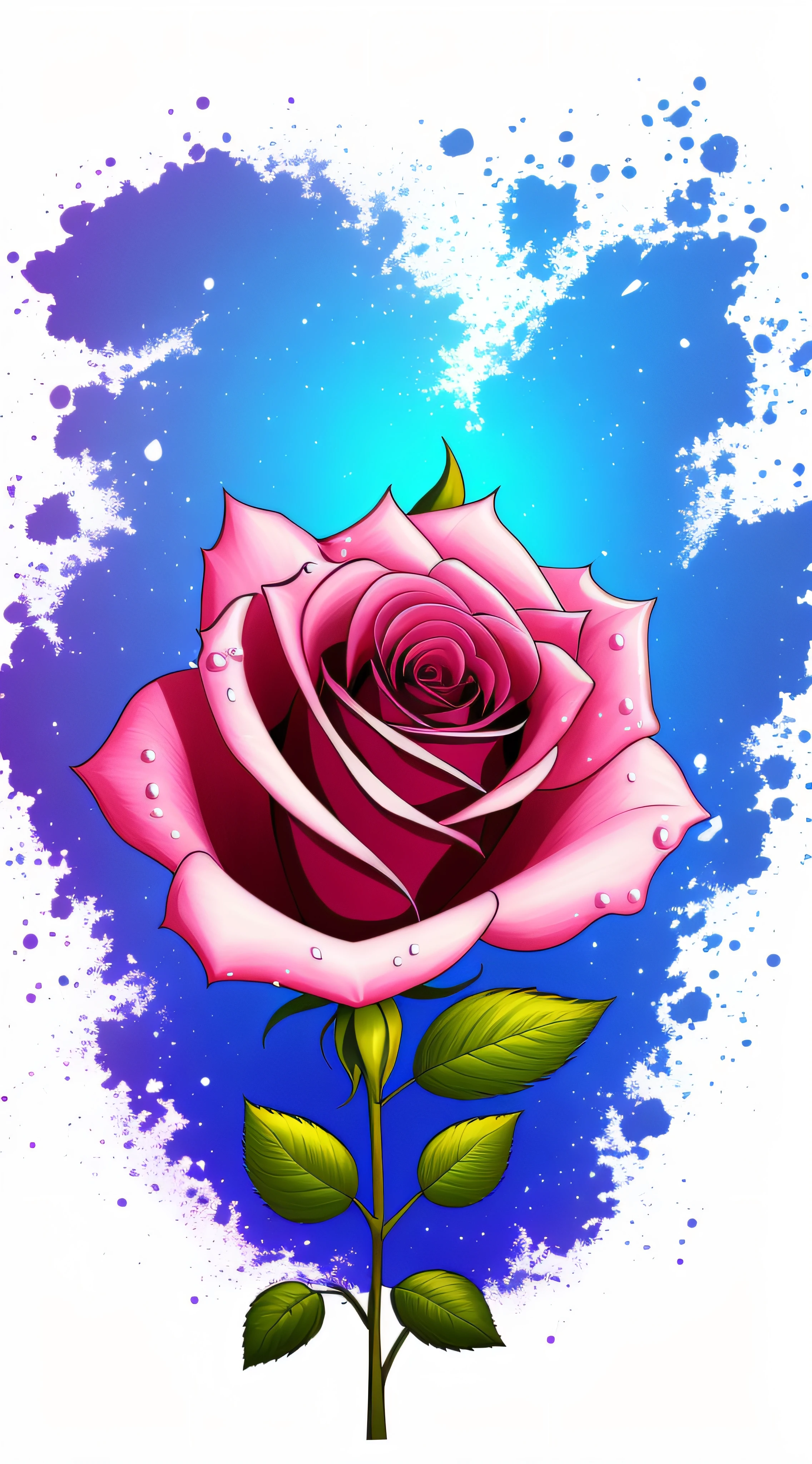 Rose flower, splash arts, aesthetic for Tshirt design, highly detailed --auto