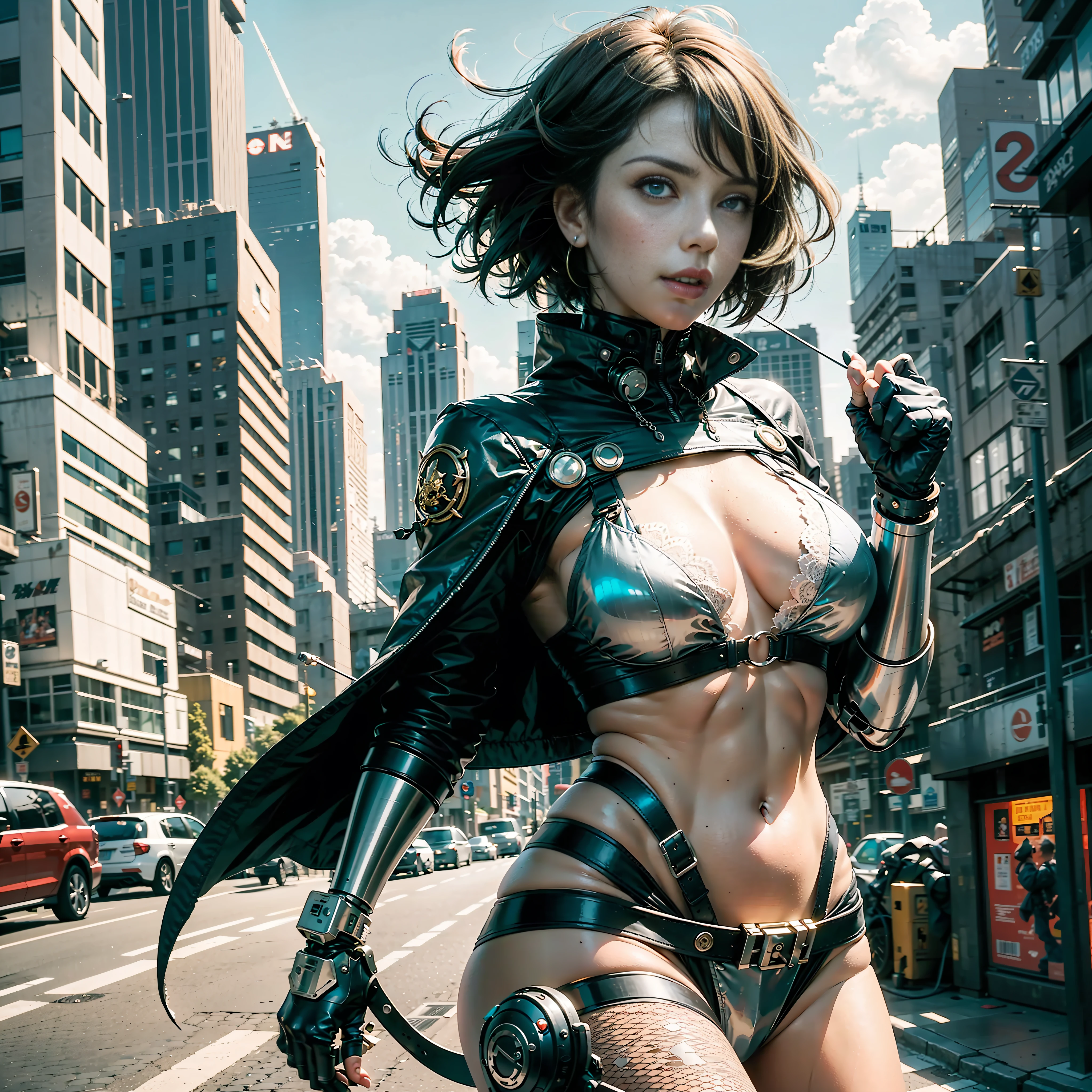 She is a mature female synthetic "full-body prosthesis" augmented-cybernetic human strange Urban:1.5 sundrop:1.5 chaos Scene Ghost_in_the_shell transparent "Motoko Kusanagi" contre-jours Truck Mecha robot "Heavy Metal" Devastating Will-o'-the-wisp:1.5 war cyberpunk battle African "luis Royo" jukebox Commander dazzling slow-motion walk Cosplay Goddess Major decorated "Scarlett Johansson" "Tina Turner" "Jack Kerouac" Pilots jacket cow-boy 38years emblème "On The Road" écusson key sunLight luminescence ultra:1.5 pro-Photorealistic:1.5 optimaux:1.5 qualities:1.5 details:1.5 precise:1.5 reflex:1.5 max resolution:1.5 perfection:1.5 graduates:1.5 nettetés:1.5 improved:1.5 Octane_rendues:1.5 UHD XT3 16K DSLR HDR UnrealEngine5 ombres profondeurs:1.5 analogiques:1.5 3DCG Symmetrical Body Athletes Tanned Skin Face Effects Cheekbones Glushing Embarrassed:1.5 eye-liner saphirs saturate:1.5 beaux:1.5 dark eyes black pupils brown iris lazulis turquoise mouth open teeth obvious smiles hairstyle short bangs:1.3 extatiques:1.5 Floating Jacket Fixed Eccentric Cape Levitating Shoulders-Off Shirt Lace Clavicles White Papillotes Hand_pouce_4doigt embroidered bikini:1.5 corsait navy thick leathers breasts varied pointed:1.37 satin felt skirts:1.5 matching bristles ample swinging spinels navel:1.3 revealing waist belt-chastity padlock Gold silver agate pubis scarlet pubis-hairy indigo underwear:1.5 Snap garters thighs legs volumetric:1.5 gothic stainless steel boots decorated magic onyx:1.5 rubis fleuraison invoques:1.5 incandescentes CGSCOSITY toys Cristallines (EOS R6 135mm 1/1250s f/2.8 ISO400) Mécanisés adaptable Canon-ion flash blow glow mannequins dramatic opale Saber straight fully dressed armor heavy chrome metallic flat rune lava bands helmet-antenne Tourmaline glyphes plasma brasses cuivres fullbodye "" background:1.5 équirectangulaire 360 outdoor:1.5 gravures chef-d&#39;work:1.5 tatouage (par Michelangelo) Bruce Weber girls raw varied:1.5 nsfw etc.