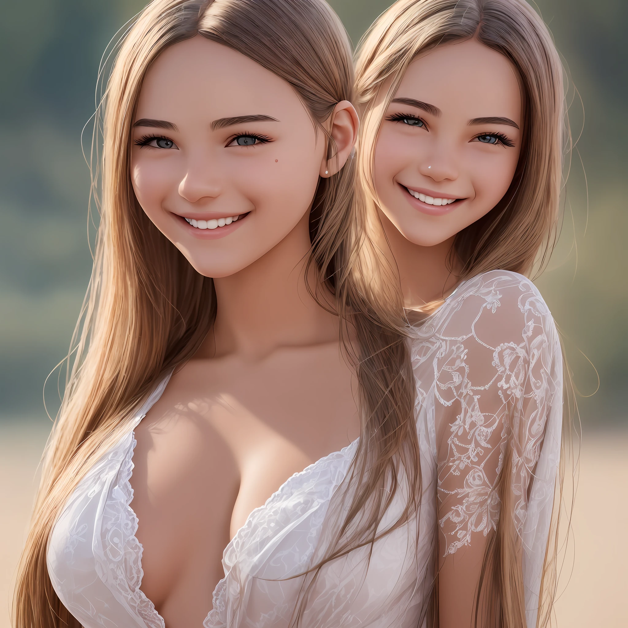 1girl, Beautiful Faces, (photo lifelike:1.4), (High detail skin:1.3), 8K UHD, DSLR, hig quality, A high-resolution, 4K, 8K, Raw photo、Sorrisos、chest cleavage --auto