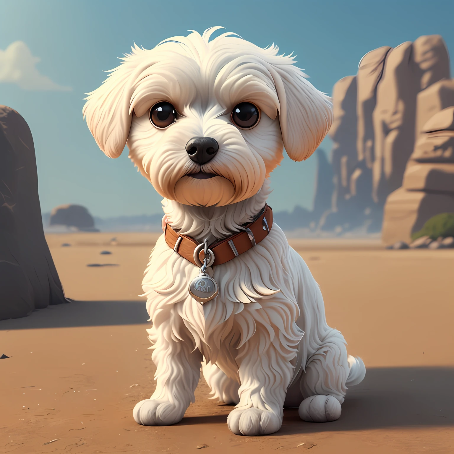 small Maltese dog, branco, fofo, Pixar animation style, 8k resolution --auto