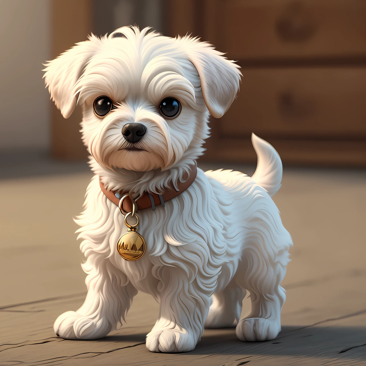 small Maltese dog, branco, fofo, Pixar animation style, 8k resolution --auto